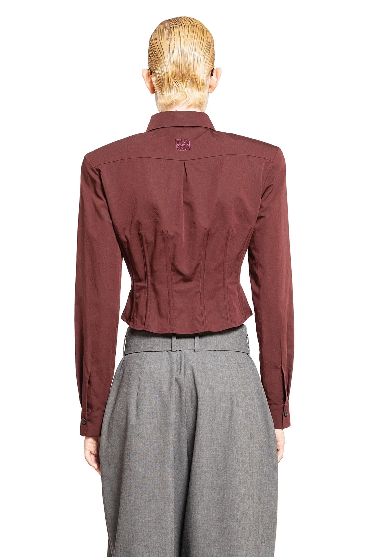 Cropped Corset Shirt in Cotton Silk - Antonioli.eu