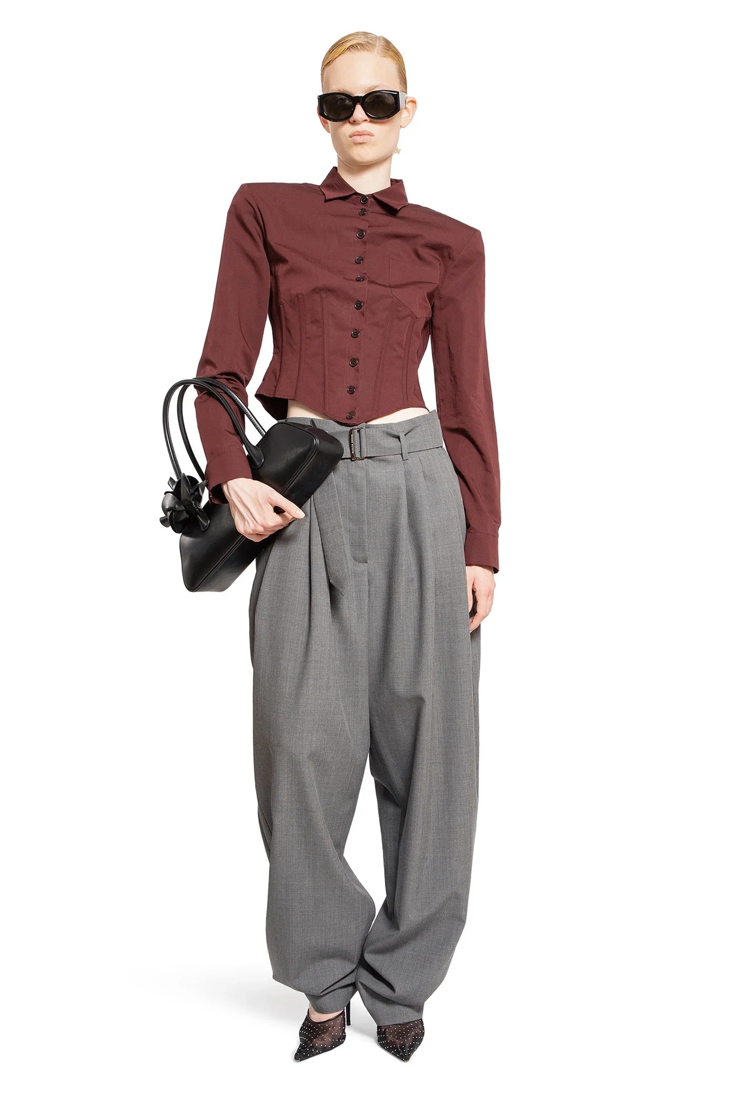 Cropped Corset Shirt in Cotton Silk - Antonioli.eu