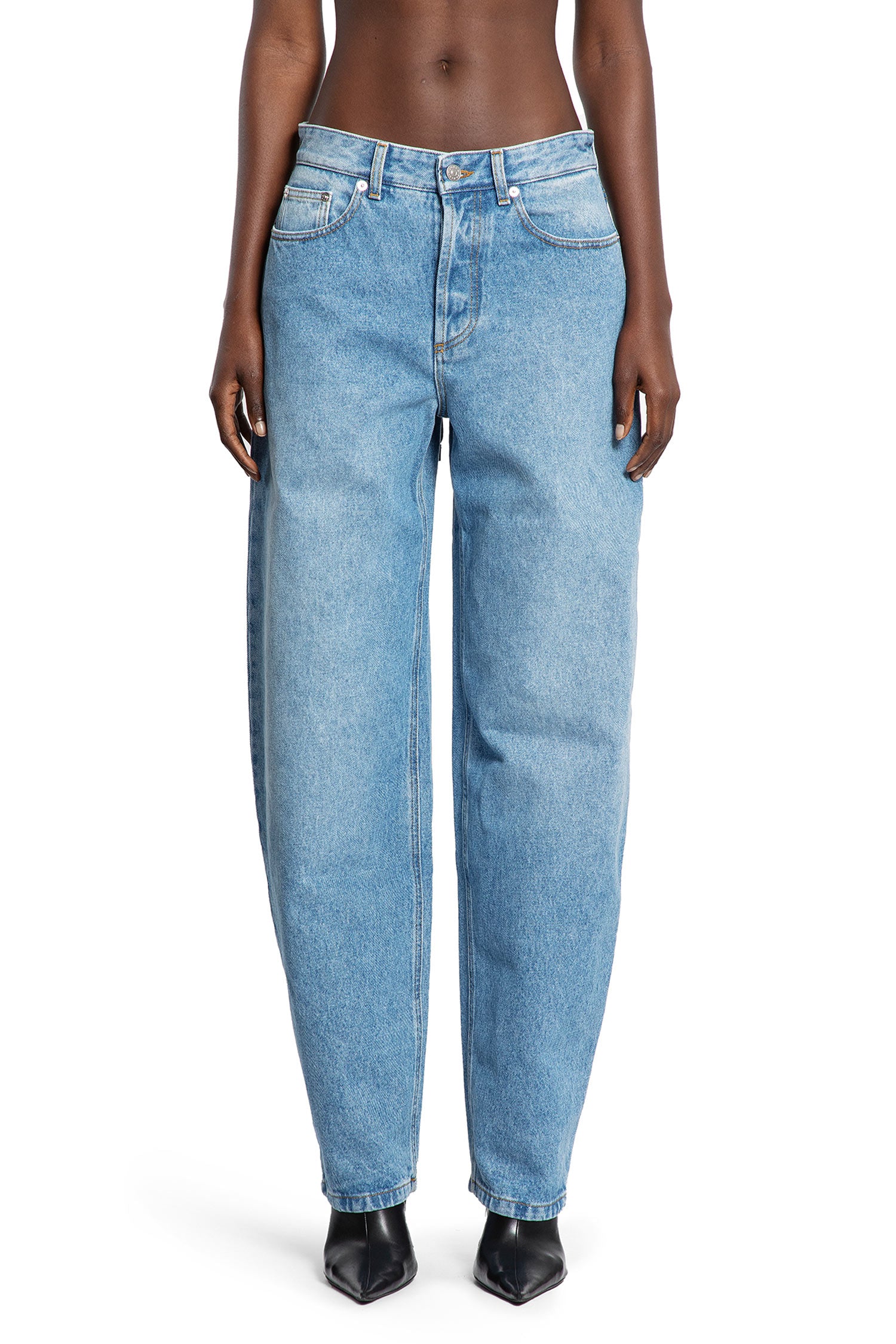 Jeans a gamba larga con lacci