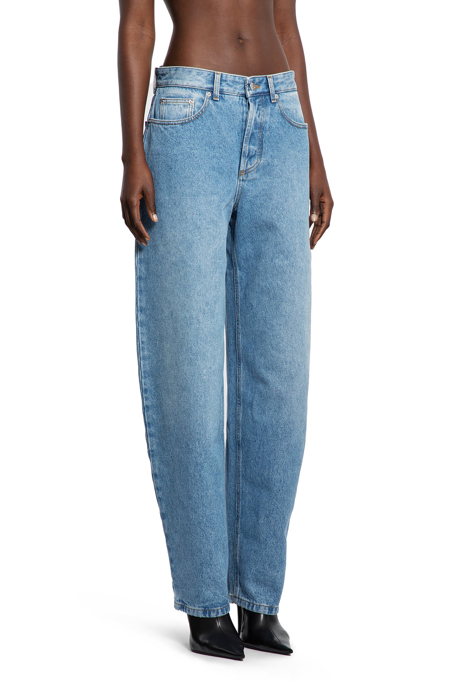 Jeans a gamba larga con lacci