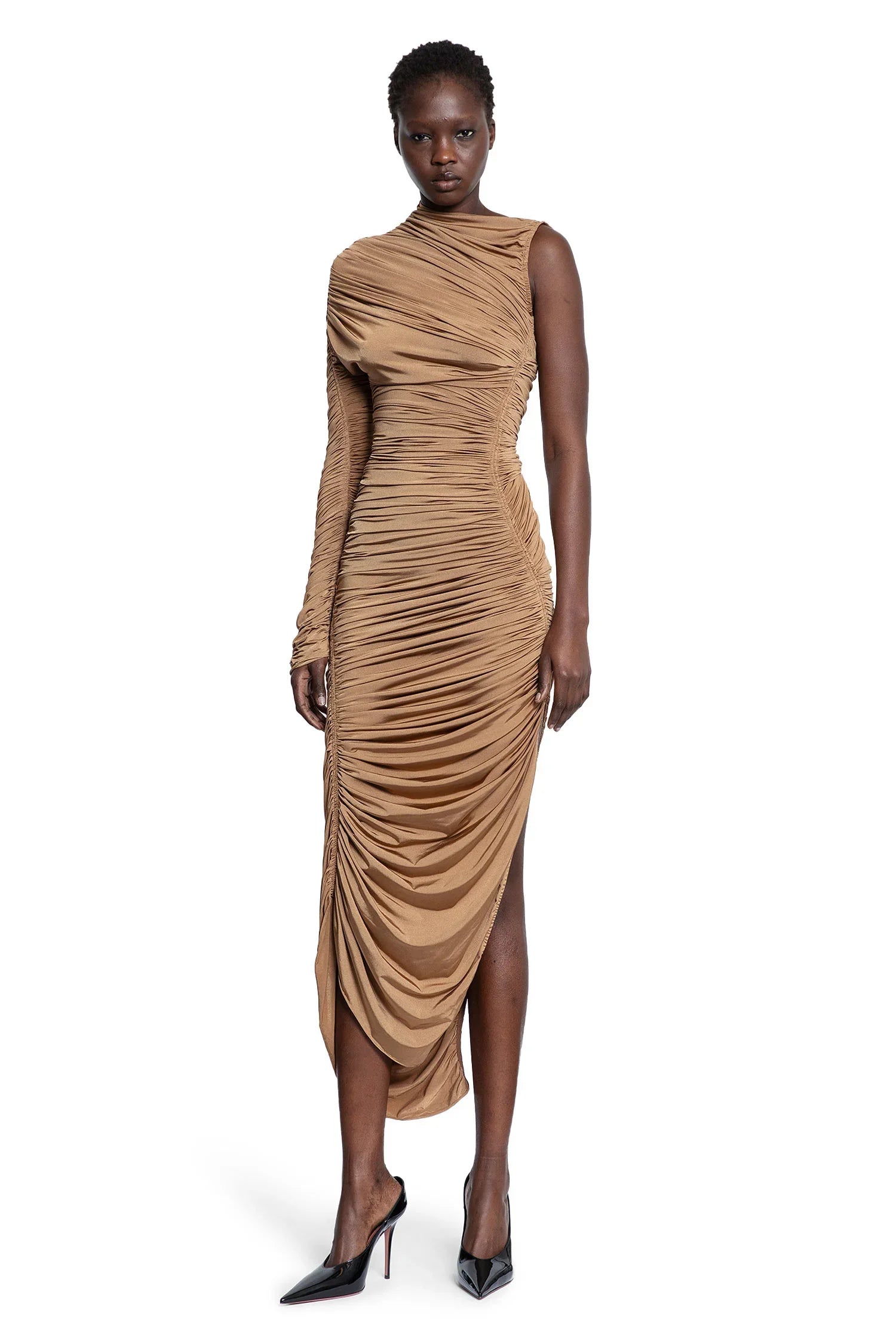Asymmetrical Pierced Ruched Dress - Antonioli.eu