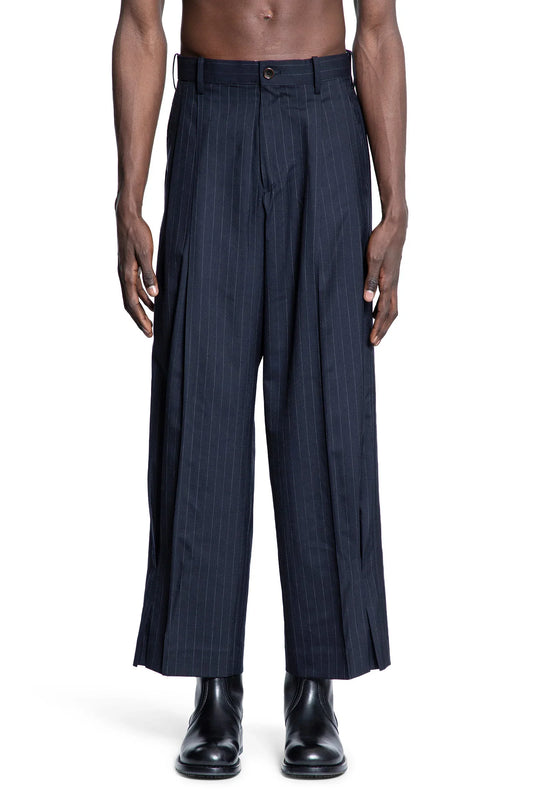 Pleated Pinstripe Wool Trousers - Antonioli.eu
