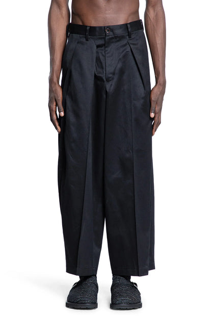 Cotton Satin Pleated Wide Leg Trousers - Antonioli.eu