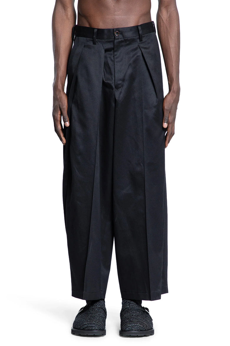 Cotton Satin Pleated Wide Leg Trousers - Antonioli.eu
