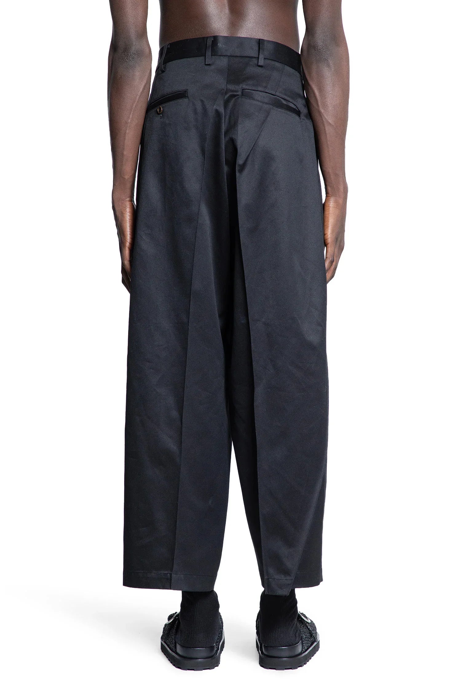 Cotton Satin Pleated Wide Leg Trousers - Antonioli.eu