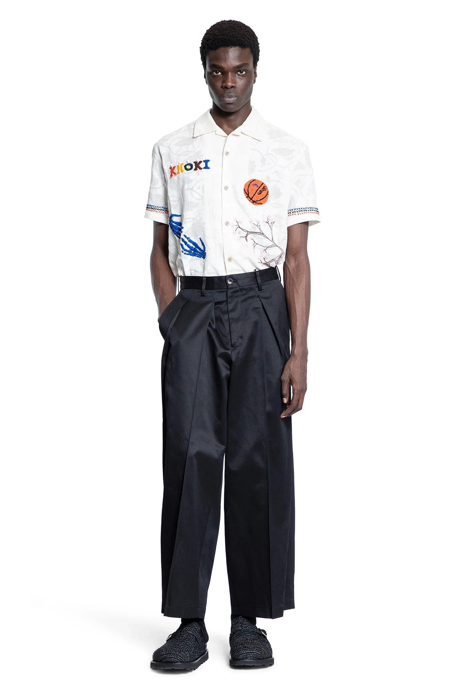 Cotton Satin Pleated Wide Leg Trousers - Antonioli.eu