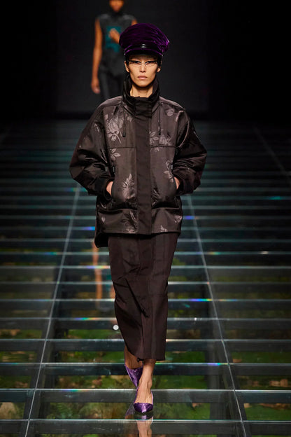 Floral Jacquard Nylon Jacket - Antonioli.eu