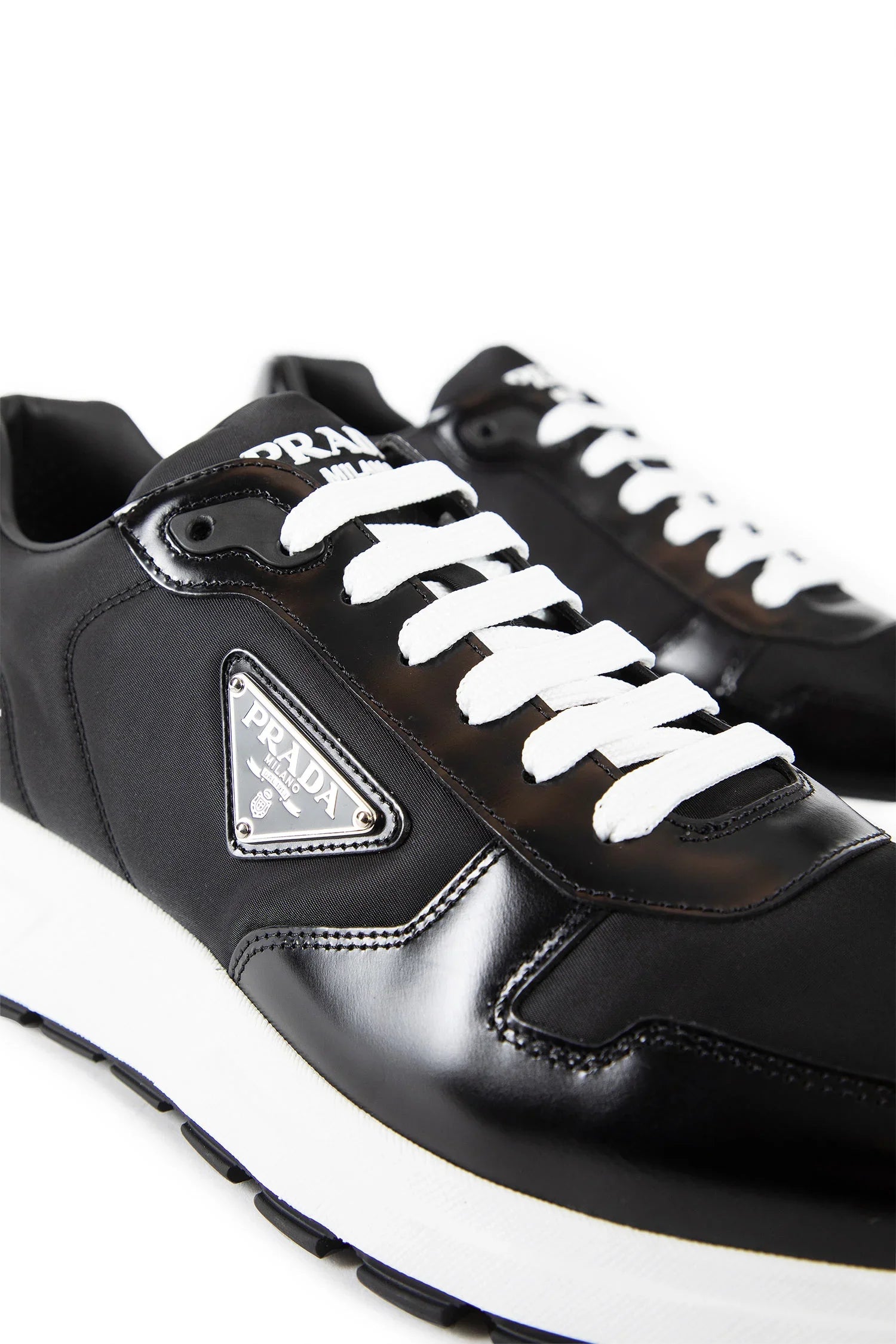 Prax 01 Re-Nylon and Brushed Leather Sneakers - Antonioli.eu