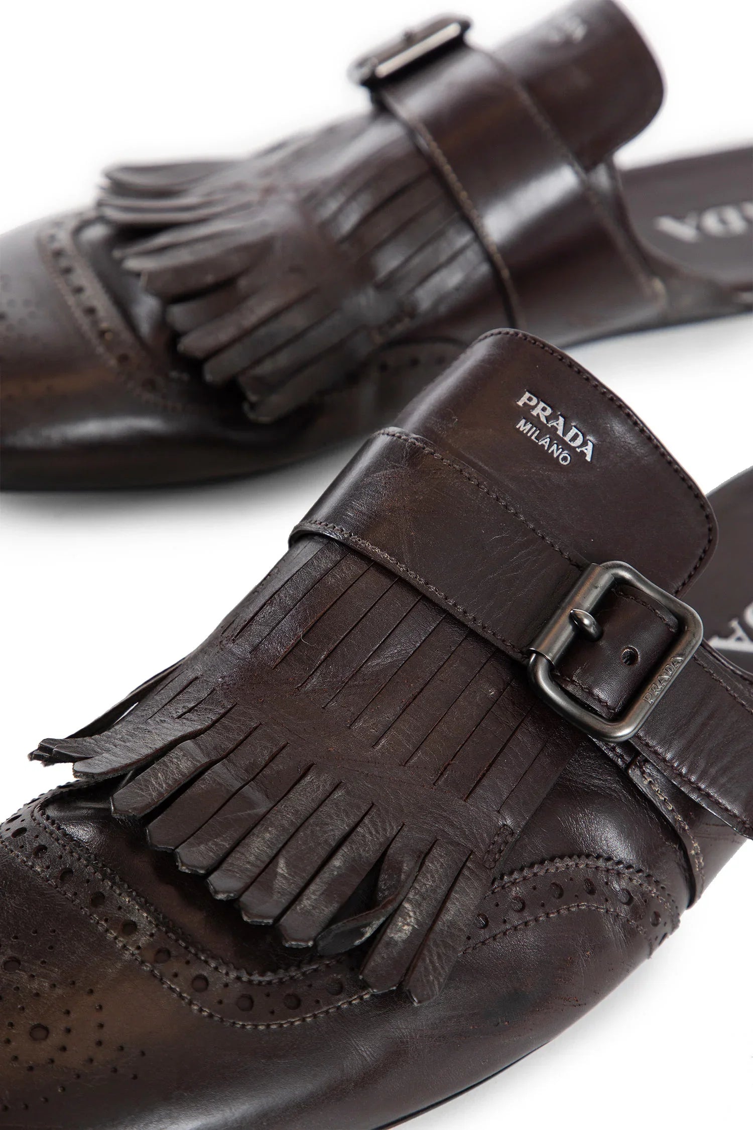 Shuffle fringed monk strap leather mules - Antonioli.eu