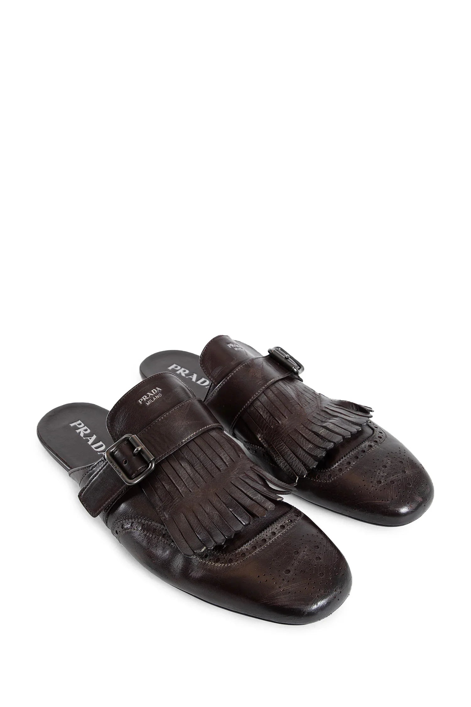 Shuffle fringed monk strap leather mules - Antonioli.eu
