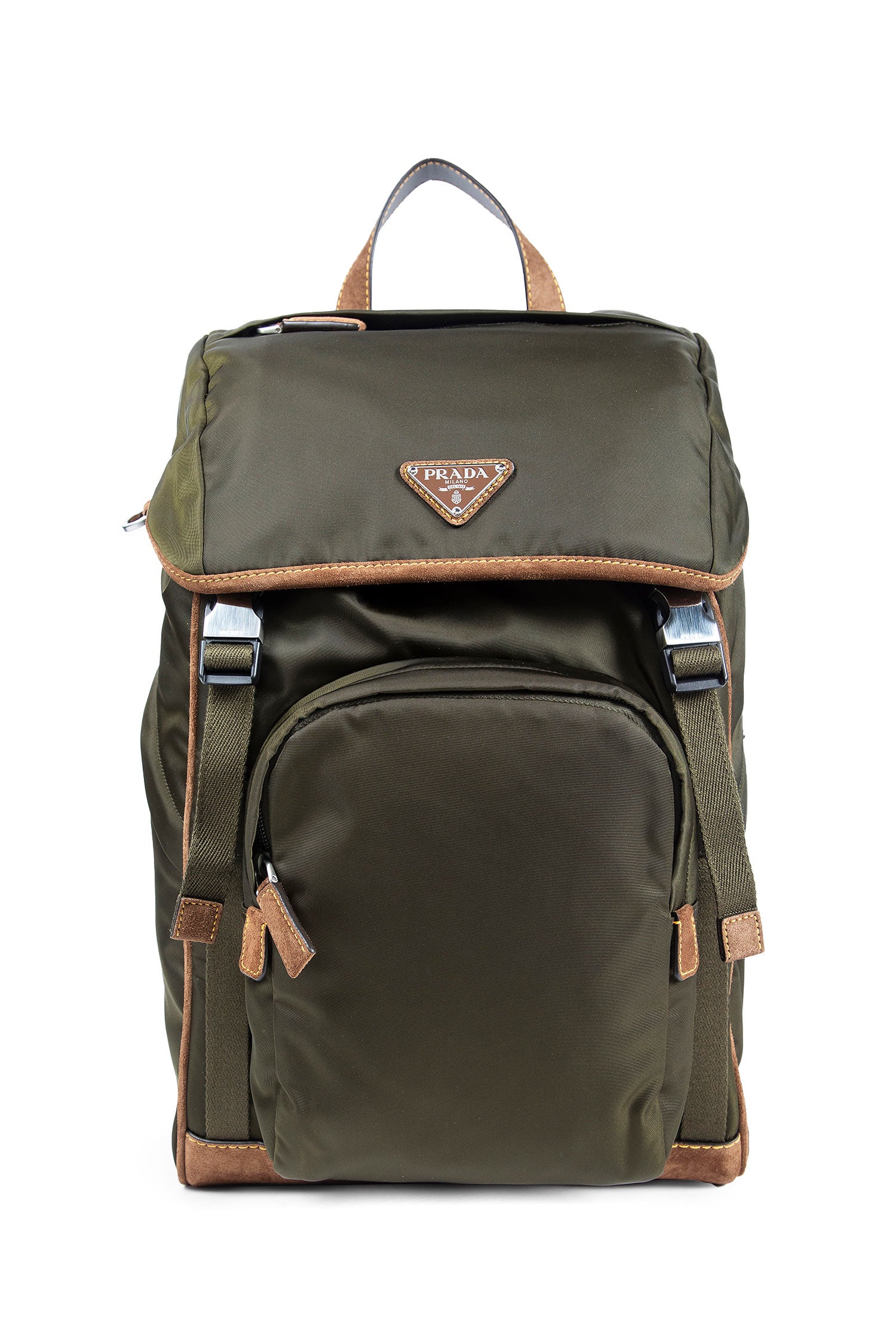 Re-Nylon and suede backpack