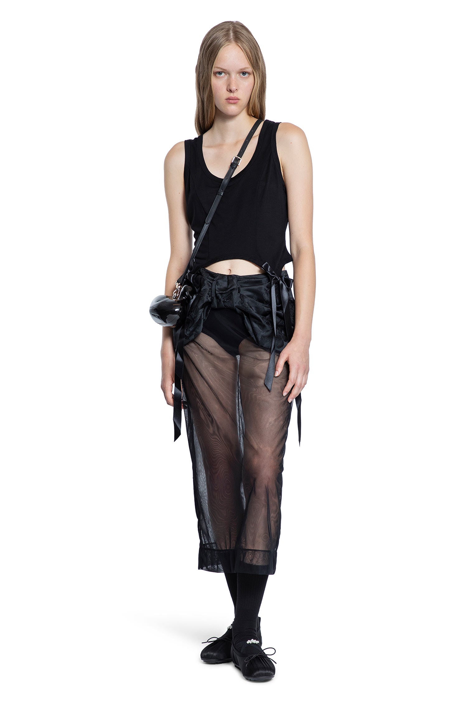 Sheer Brocade Bow Waist Pencil Skirt - Antonioli.eu