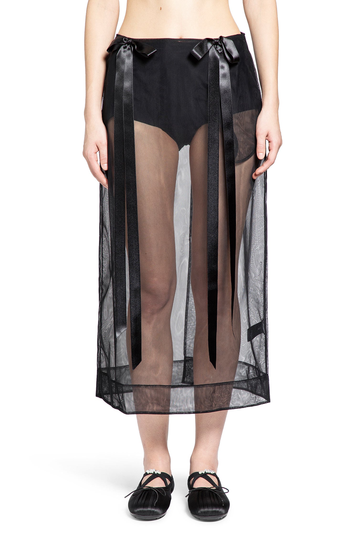 Sheer Bow Ribbon Pencil Skirt - Antonioli.eu