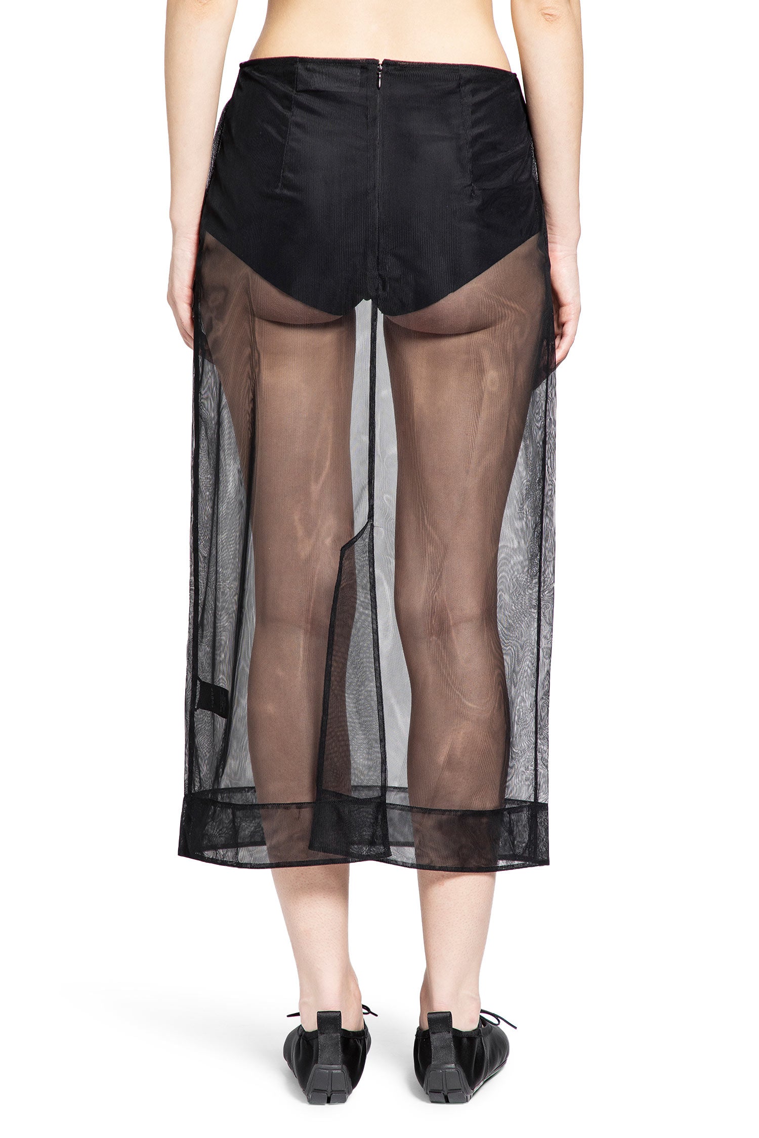 Sheer Bow Ribbon Pencil Skirt
