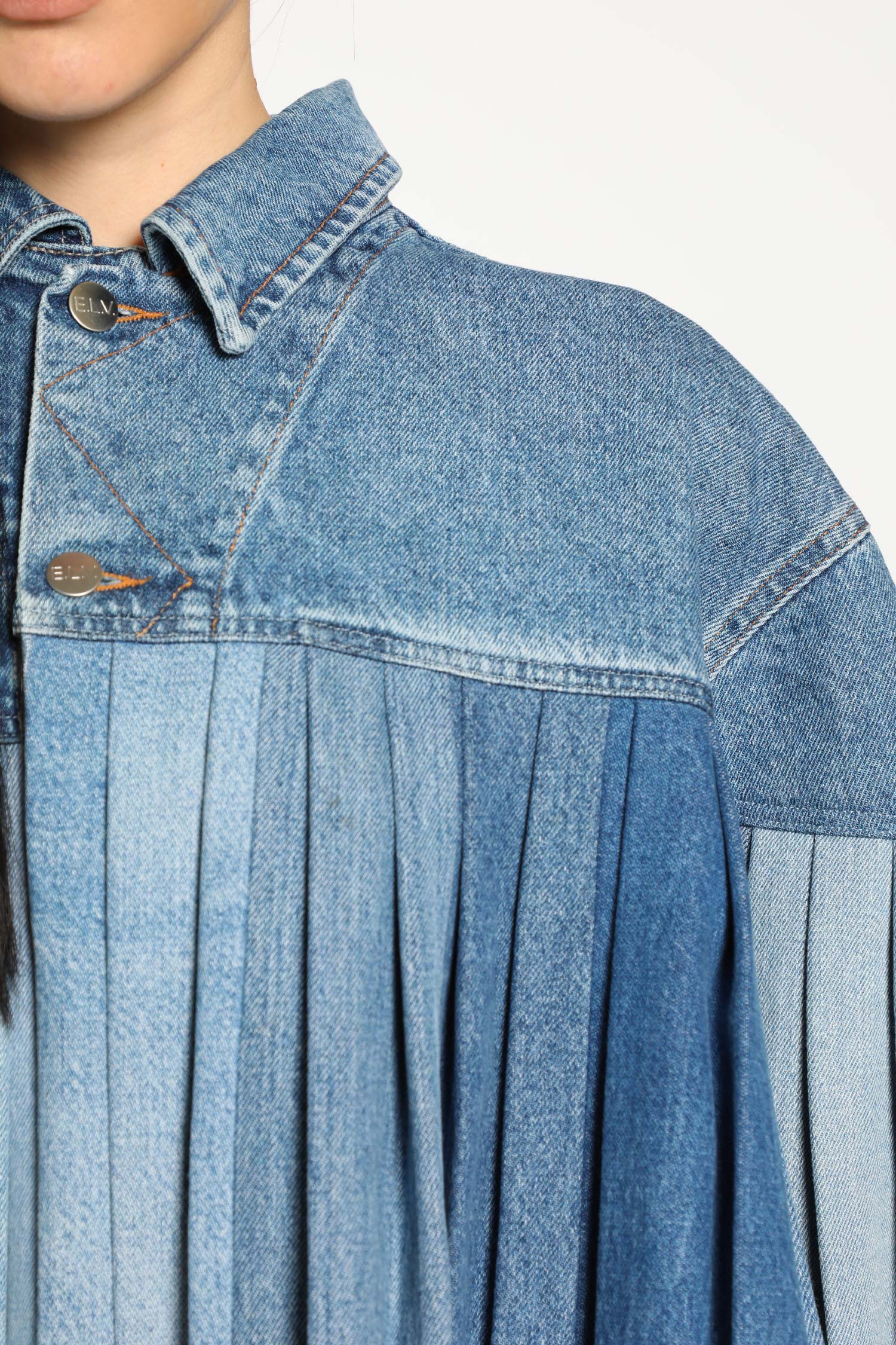 Pleated Denim Cape - Antonioli.eu