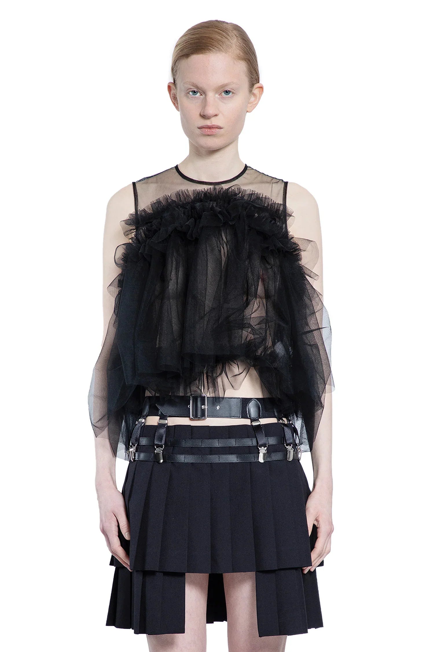 Ruffled Tulle Crop Top - Antonioli.eu