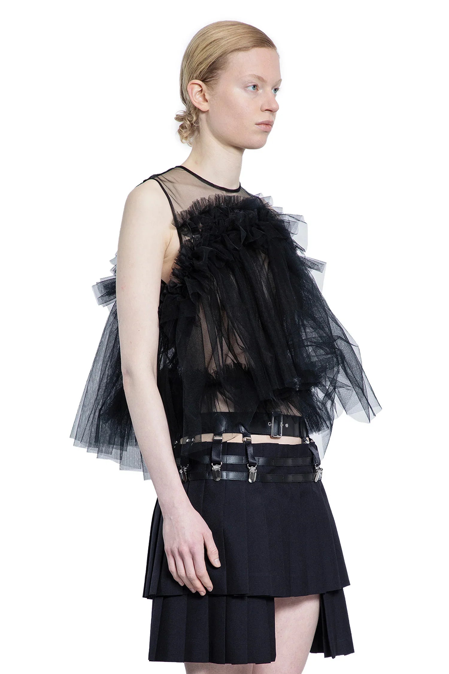Ruffled Tulle Crop Top - Antonioli.eu