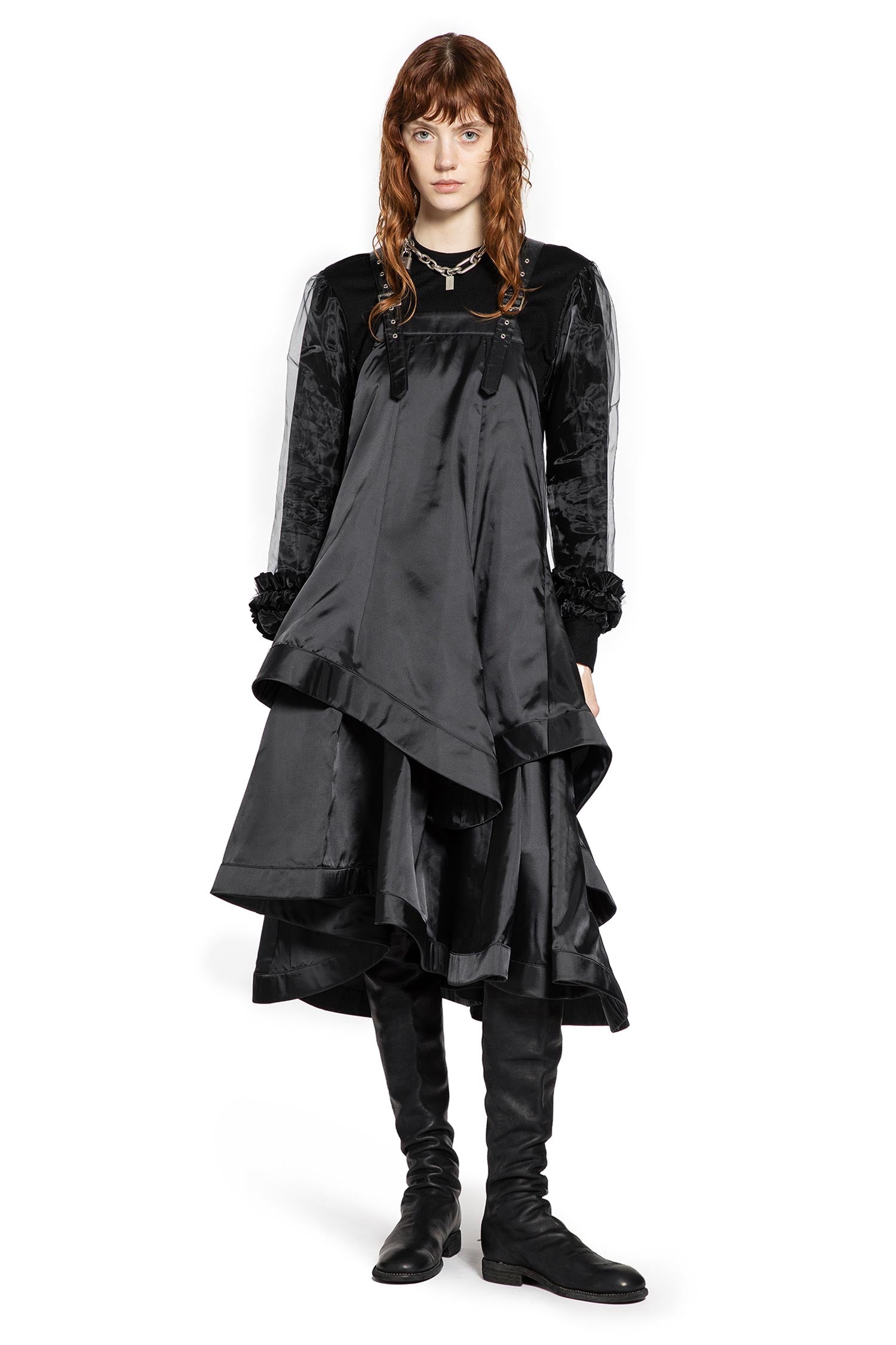 Satin Apron Midi Dress - Antonioli.eu