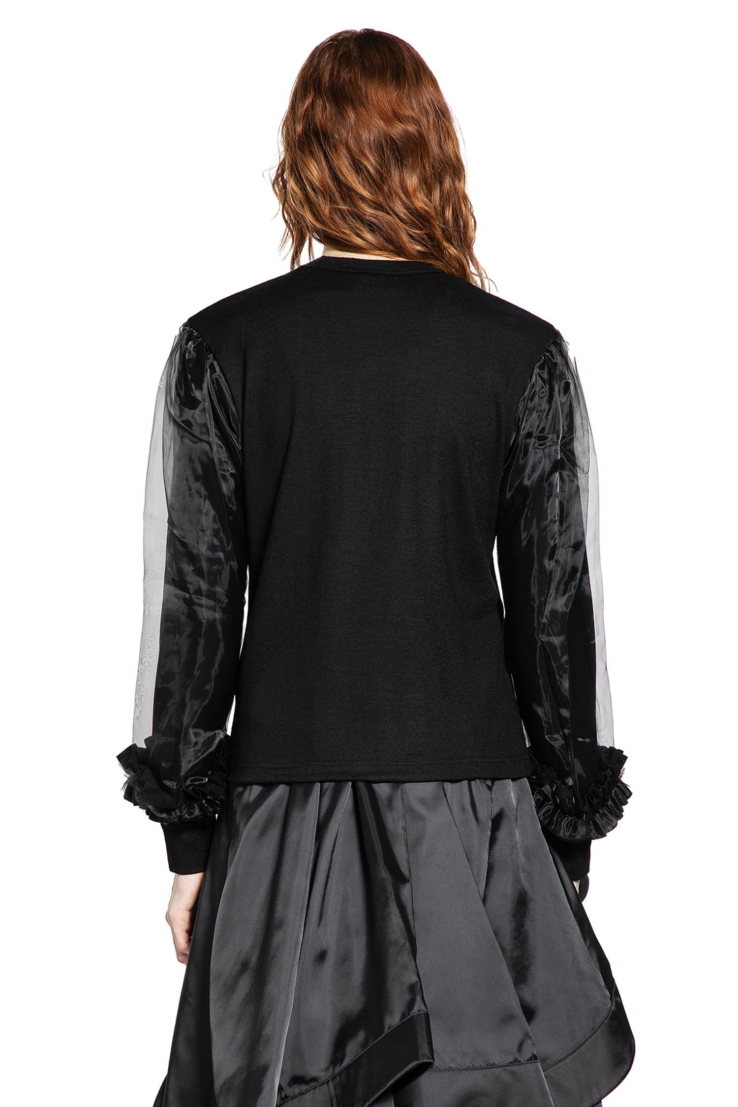 Wool Jersey and Tulle Long Sleeve T-Shirt