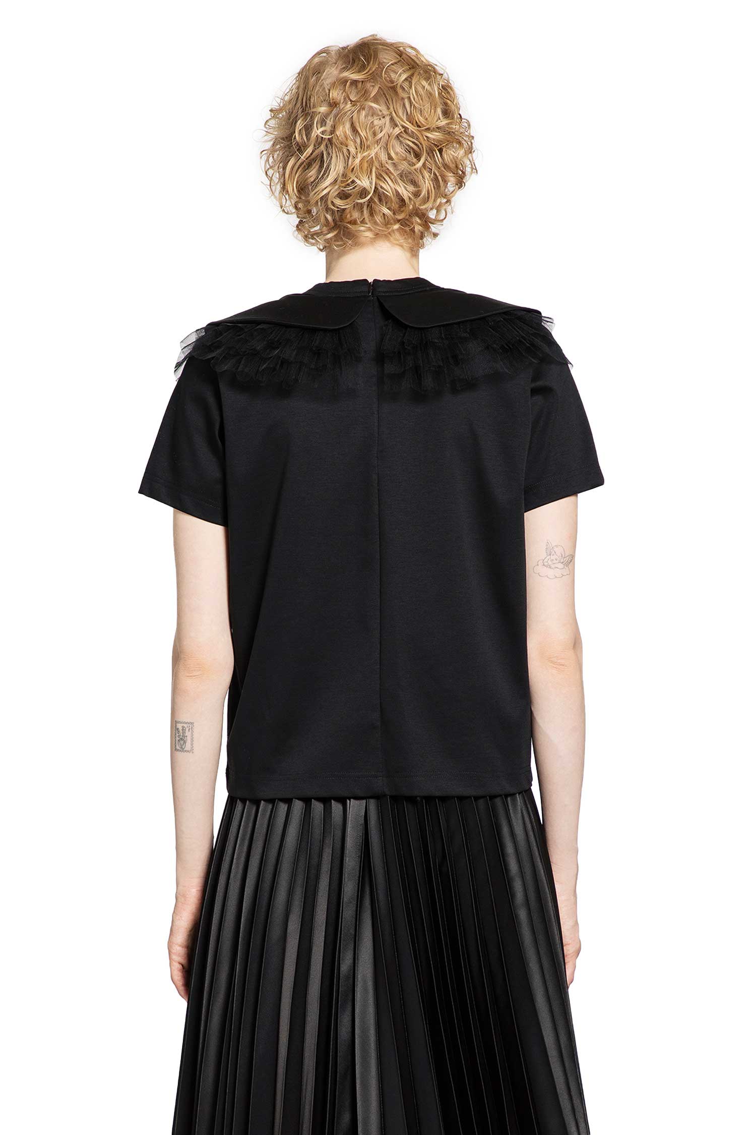 NOIR KEI NINOMIYA WOMAN BLACK T-SHIRTS & TANK TOPS