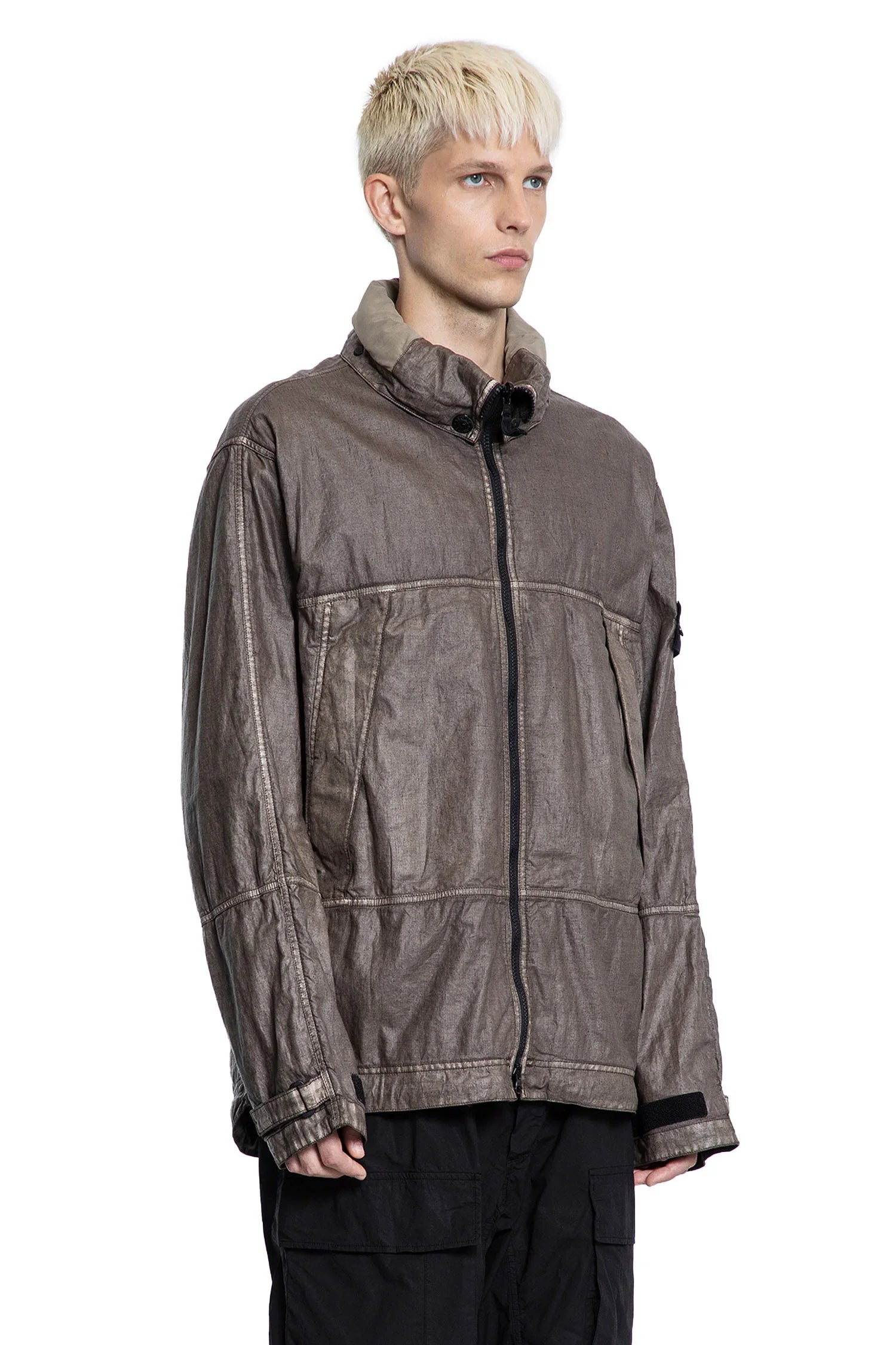 4100040 Raw Linen Plated OVD Parka - Antonioli.eu