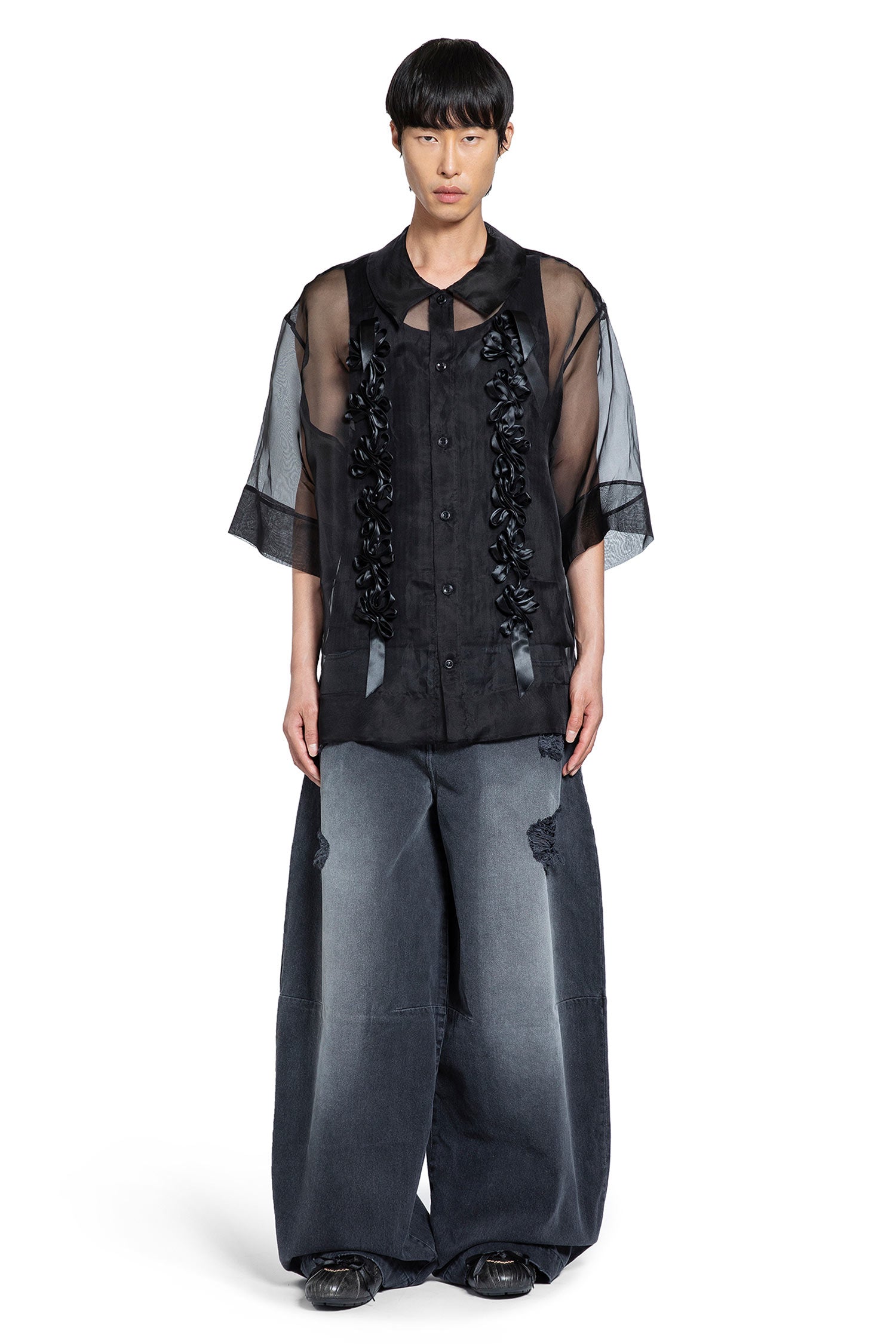 Distressed Wide Leg Puddle Jeans - Antonioli.eu