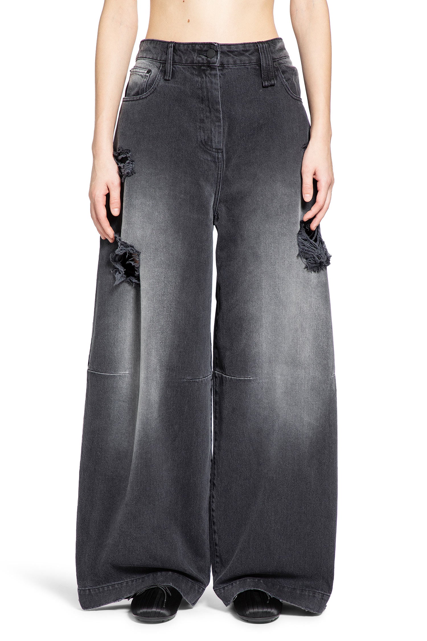 Distressed Wide Leg Puddle Jeans