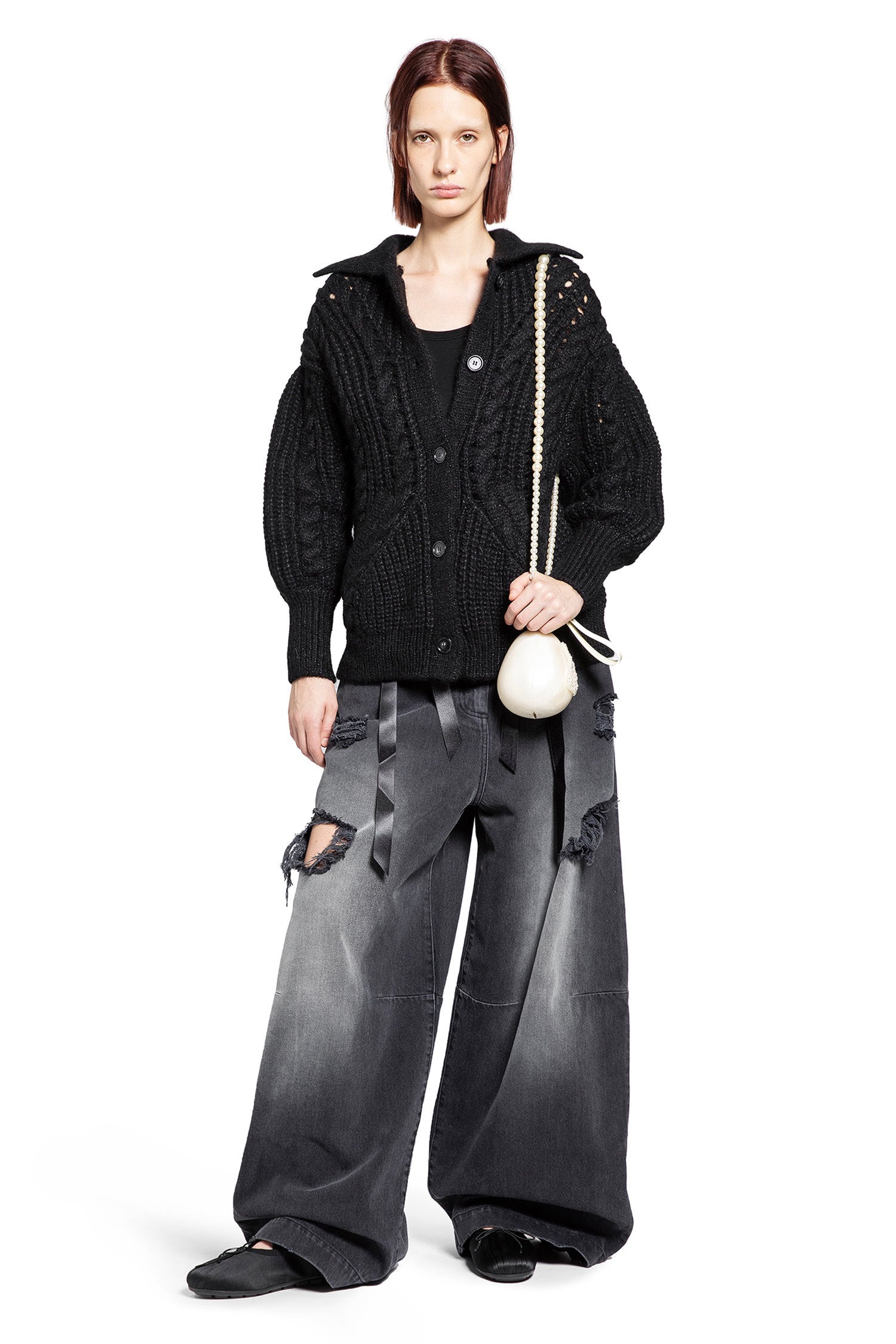 Distressed Wide Leg Puddle Jeans - Antonioli.eu