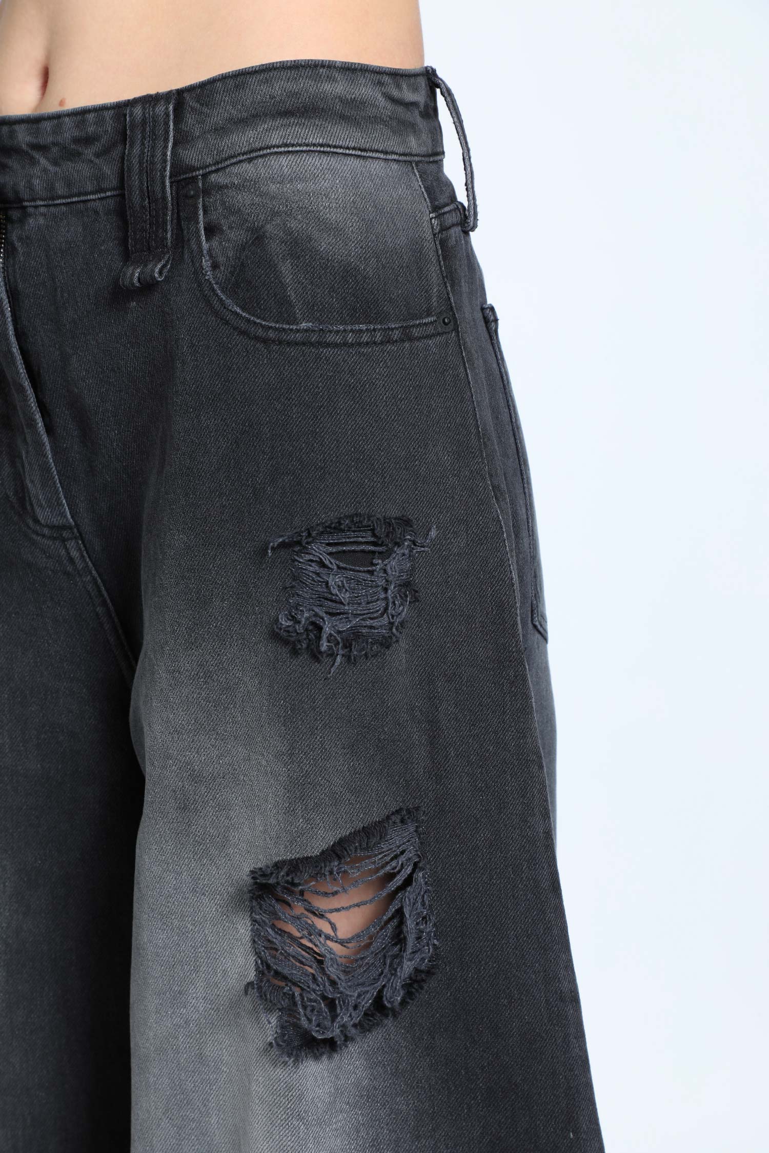 Distressed Wide Leg Puddle Jeans