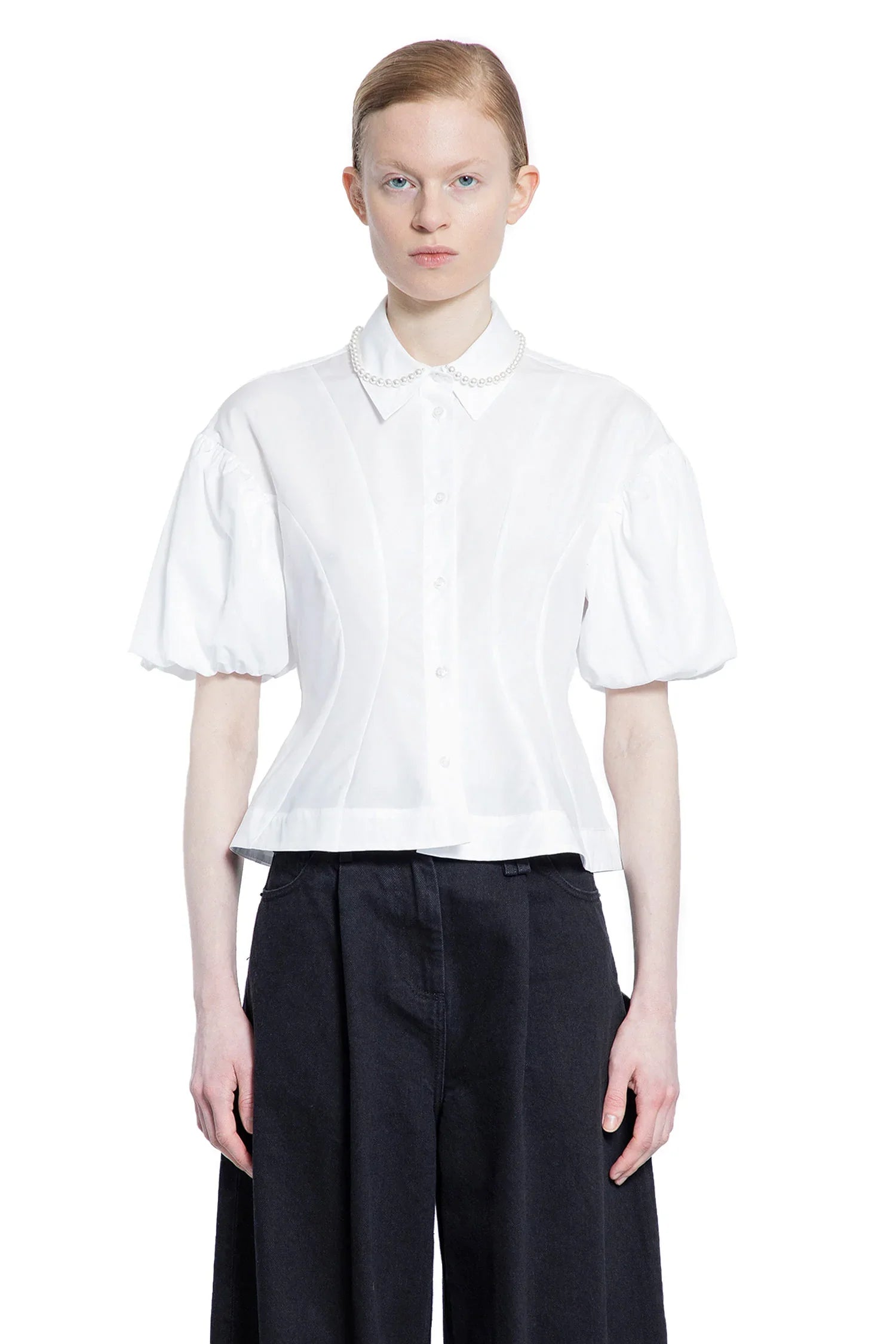 Cropped Ruffle Puff Sleeve Shirt - Antonioli.eu