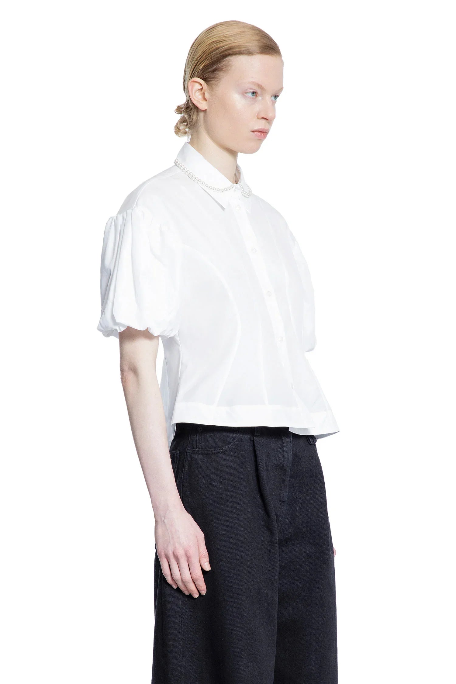 Cropped Ruffle Puff Sleeve Shirt - Antonioli.eu