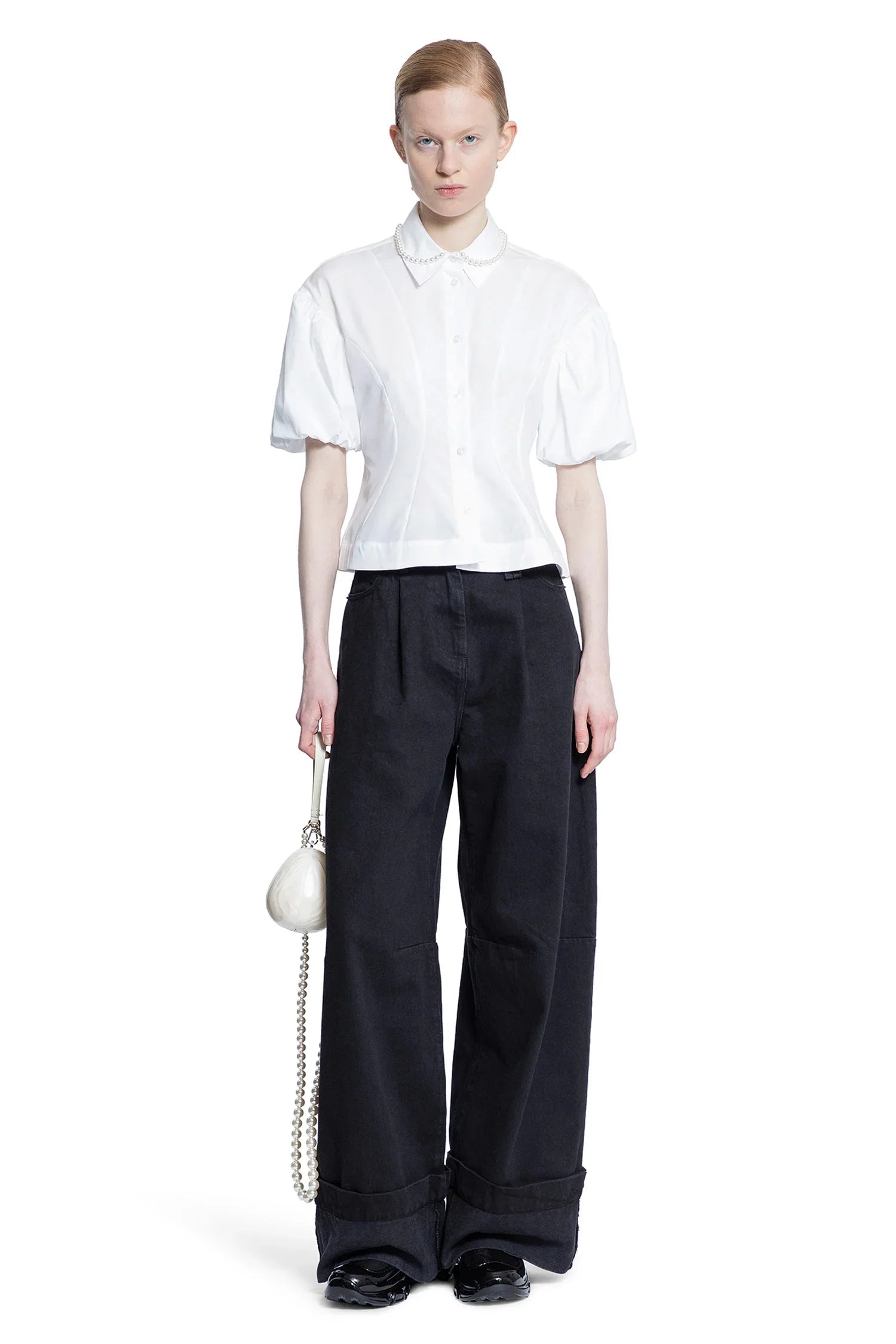 Cropped Ruffle Puff Sleeve Shirt - Antonioli.eu
