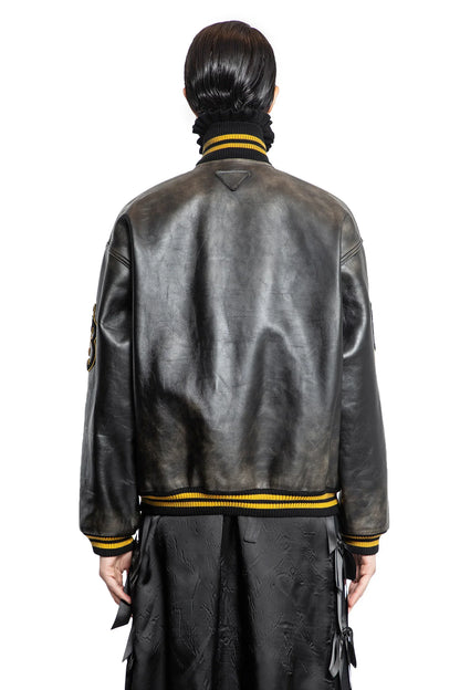 Leather Bomber Jacket with Patch - Antonioli.eu
