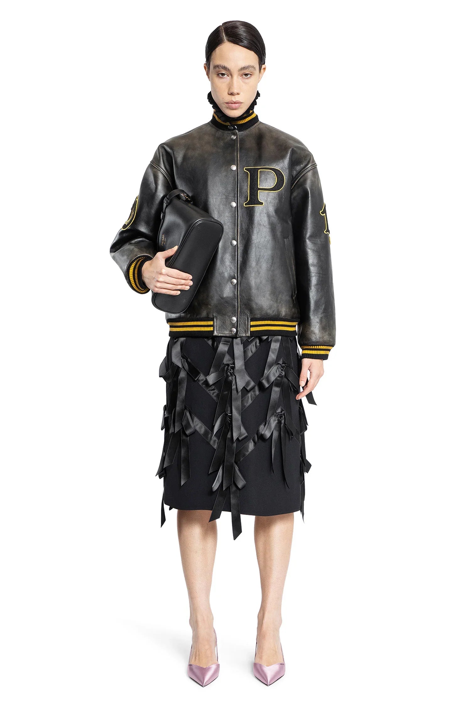 Leather Bomber Jacket with Patch - Antonioli.eu