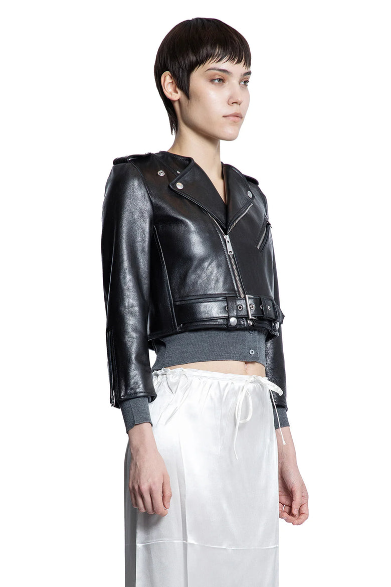 Cropped Leather Biker Jacket - Antonioli.eu