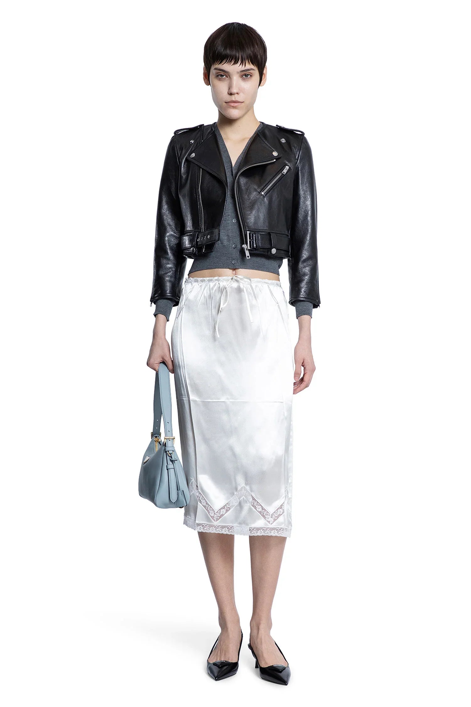 Cropped Leather Biker Jacket - Antonioli.eu