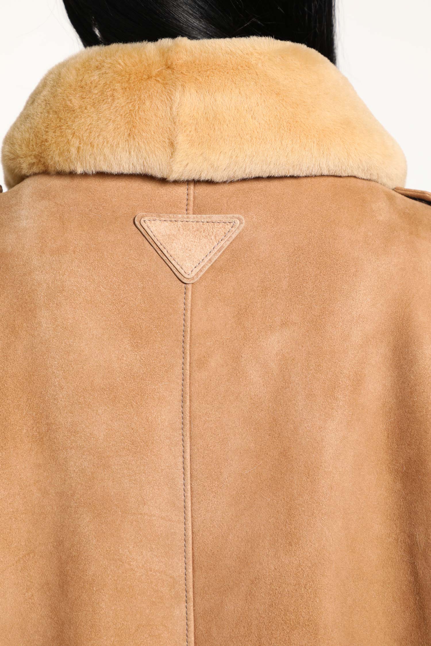 Suede Bomber with Shearling Collar