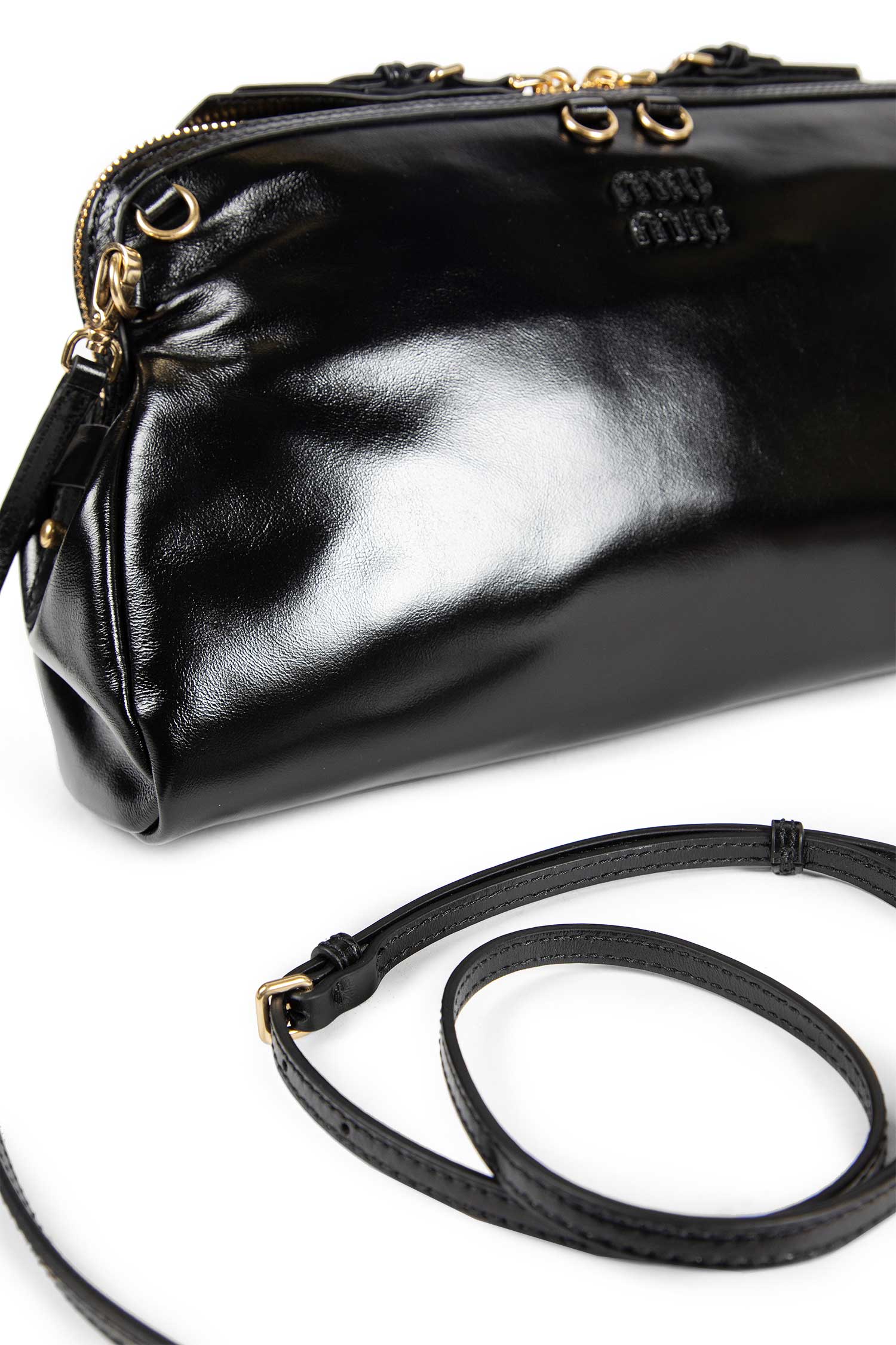MIU MIU WOMAN BLACK CLUTCHES & POUCHES