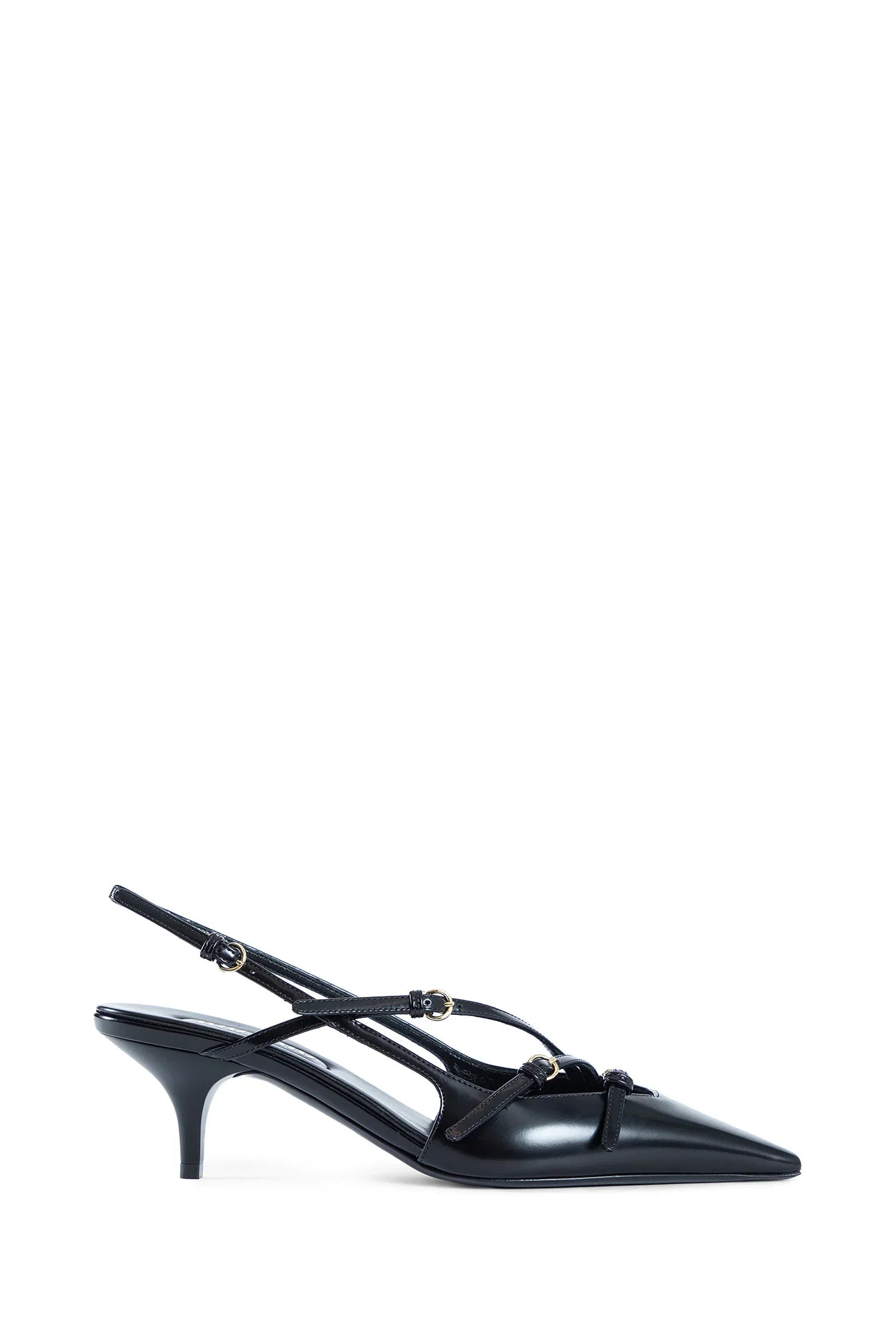 Brushed leather slingbacks with buckles - Antonioli.eu