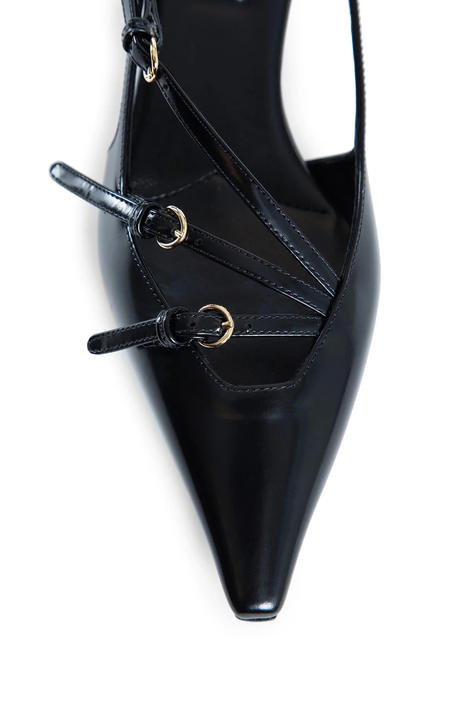 Brushed leather slingbacks with buckles - Antonioli.eu