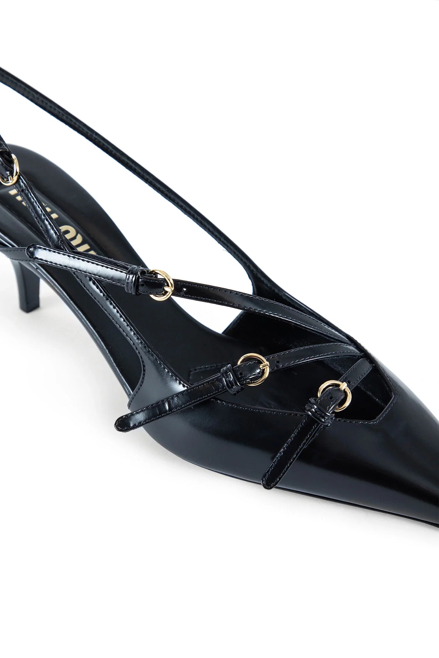 Brushed leather slingbacks with buckles - Antonioli.eu