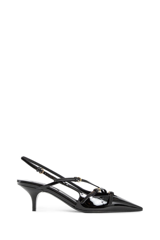 Patent leather slingbacks with buckles - Antonioli.eu
