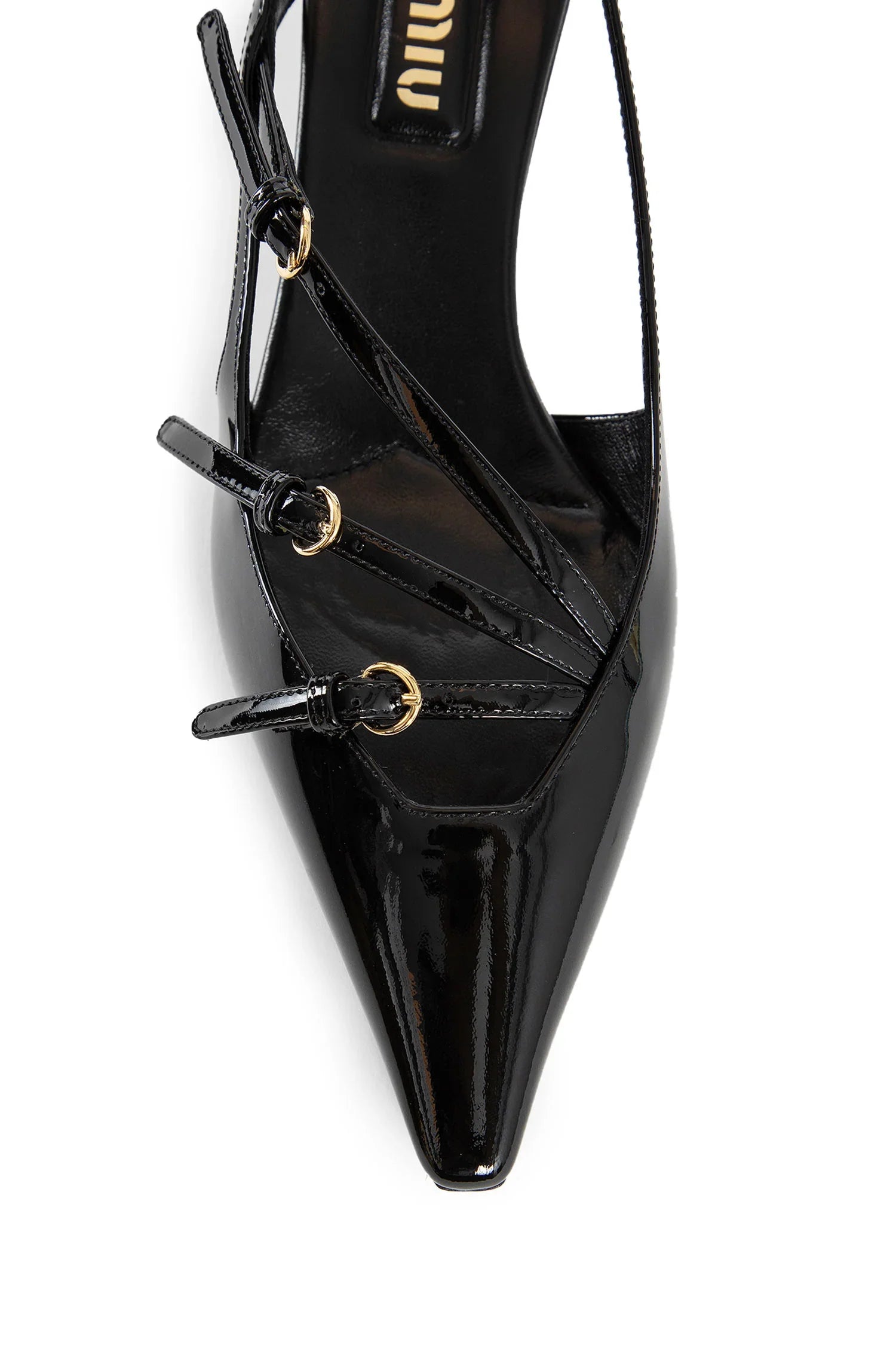 Patent leather slingbacks with buckles - Antonioli.eu