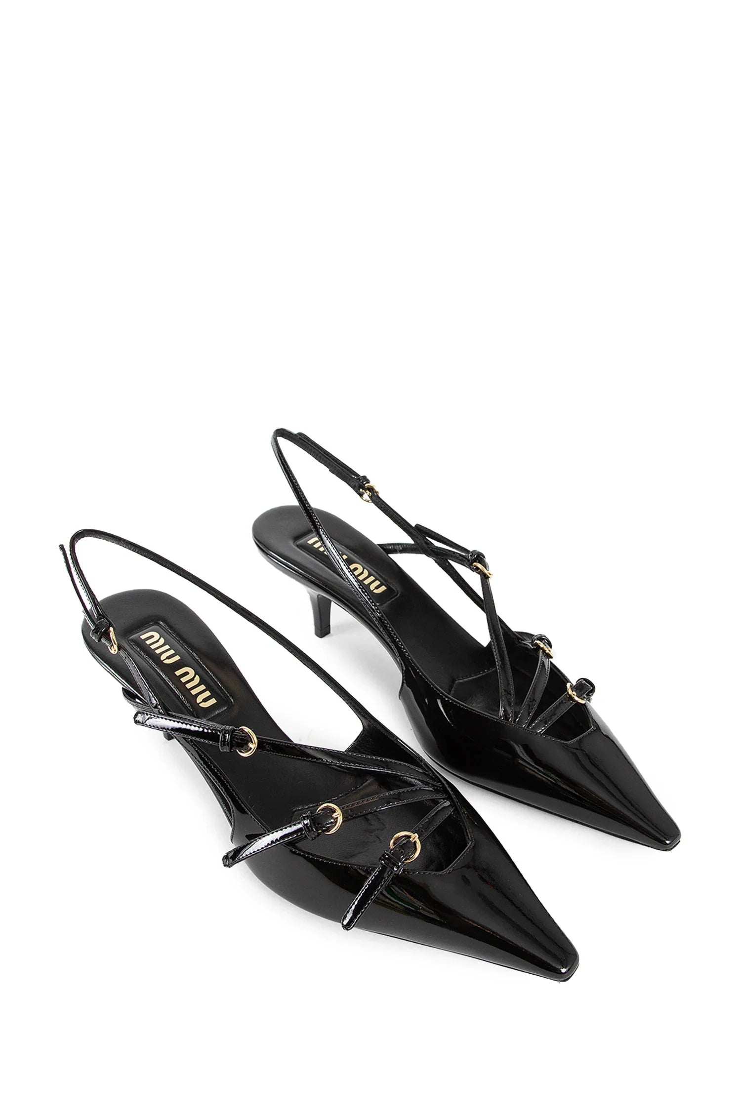 Patent leather slingbacks with buckles - Antonioli.eu
