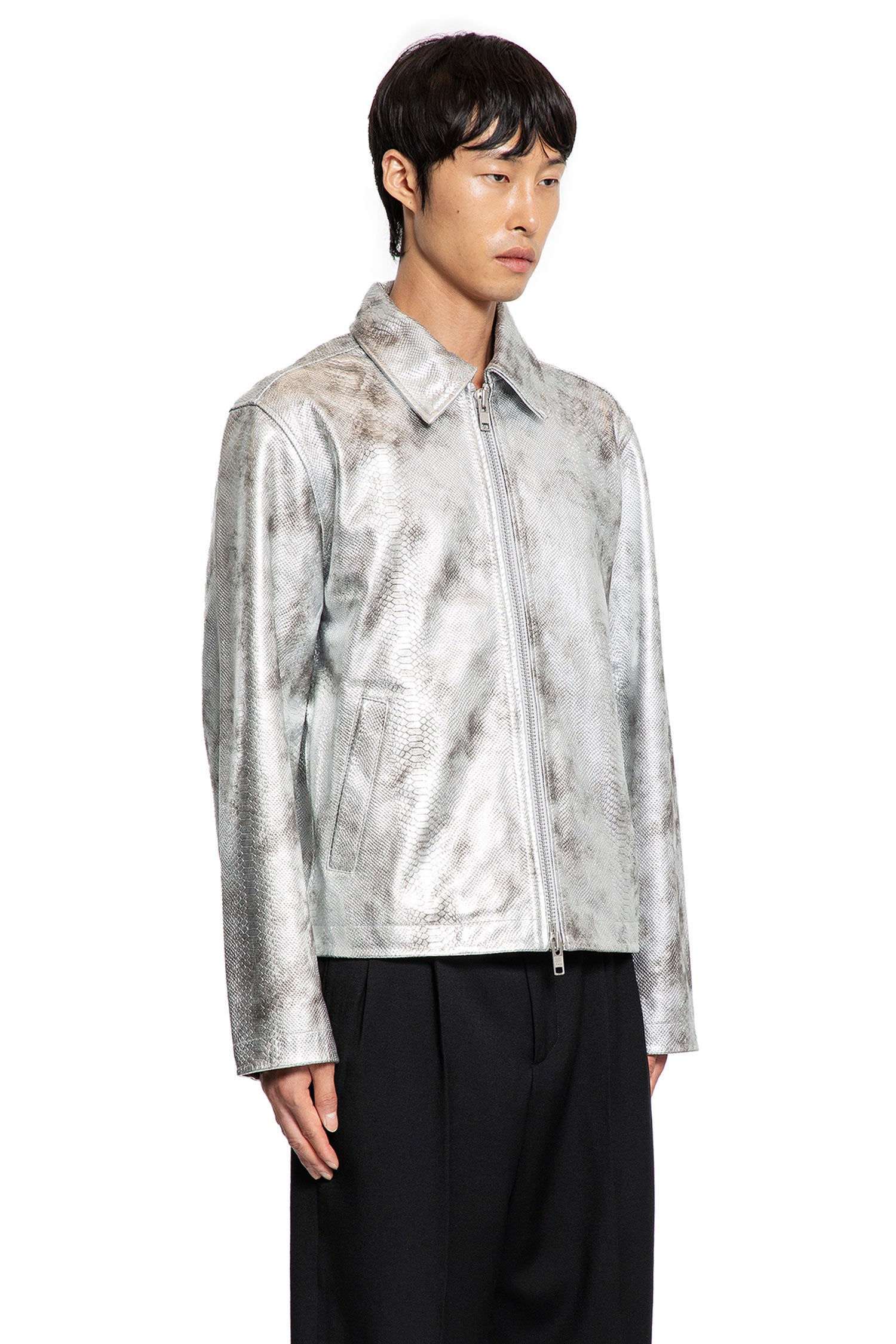 Snake Print Leather Jacket - Antonioli.eu