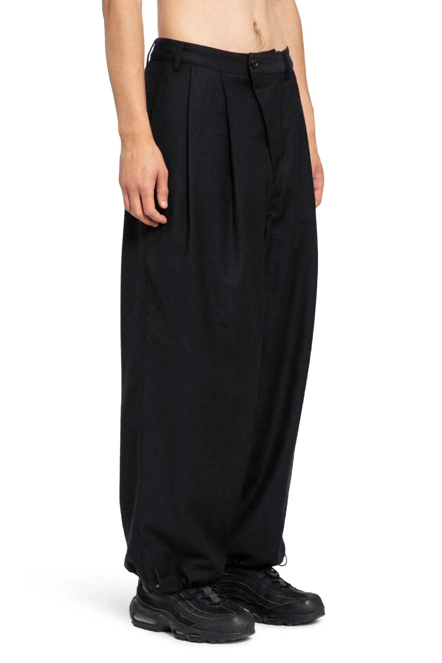 Asymmetrical Wool Pleated Pants - Antonioli.eu