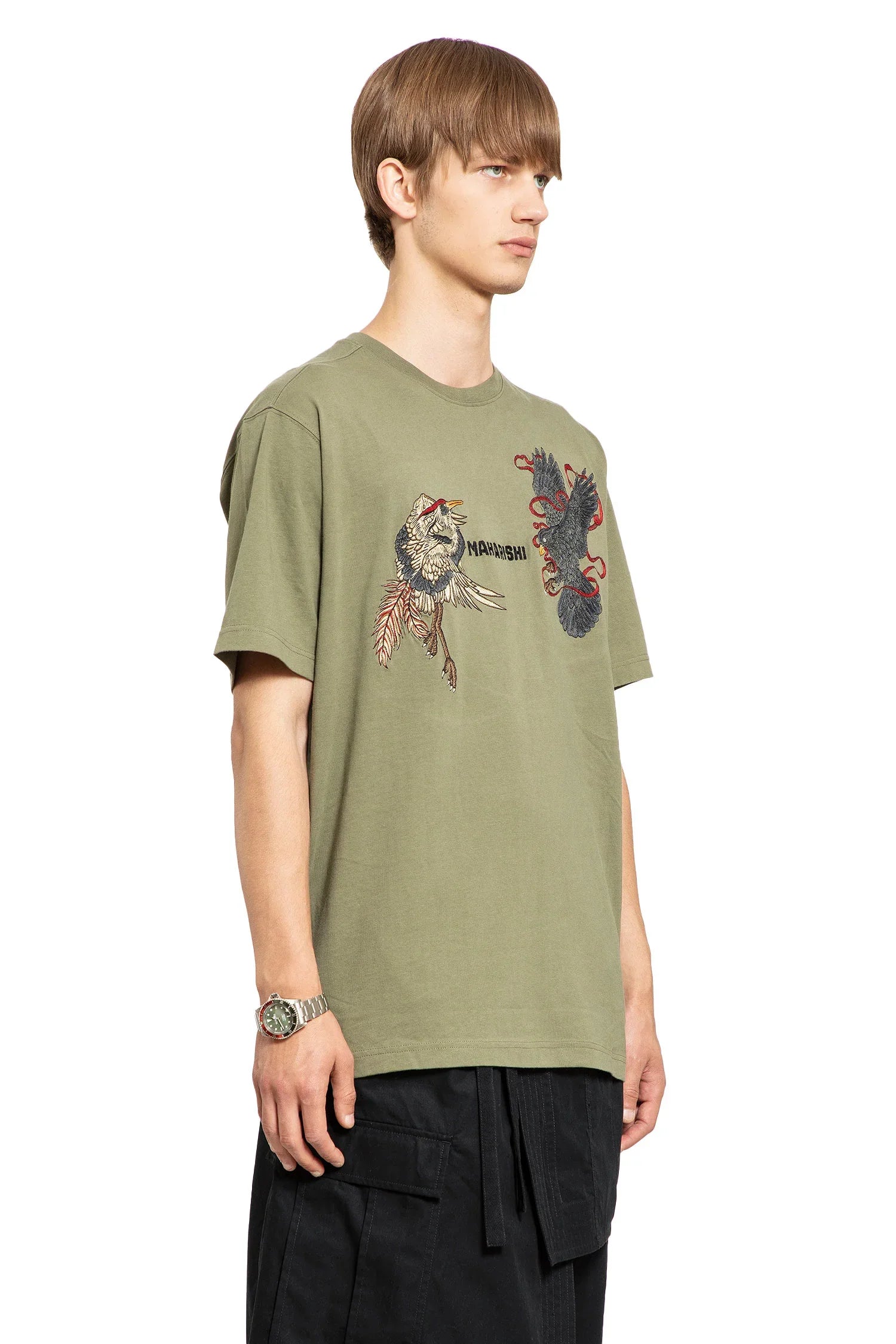 Black Crow White Heron T-Shirt - Antonioli.eu