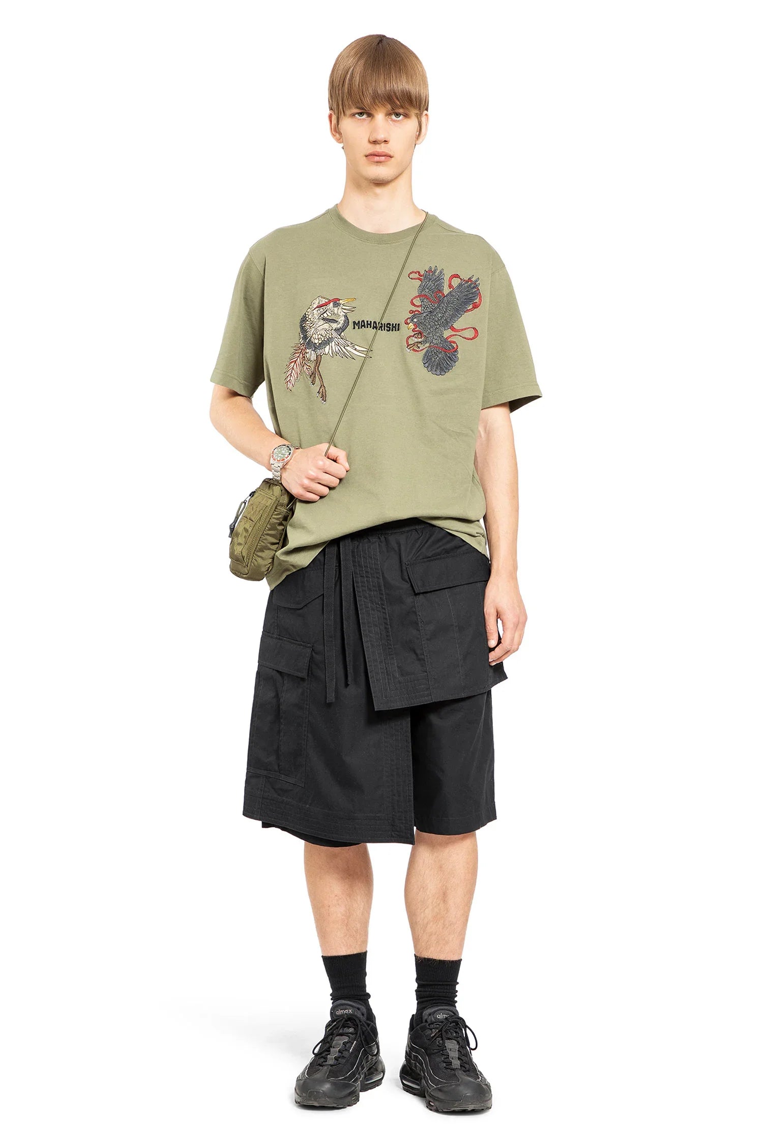 Black Crow White Heron T-Shirt - Antonioli.eu
