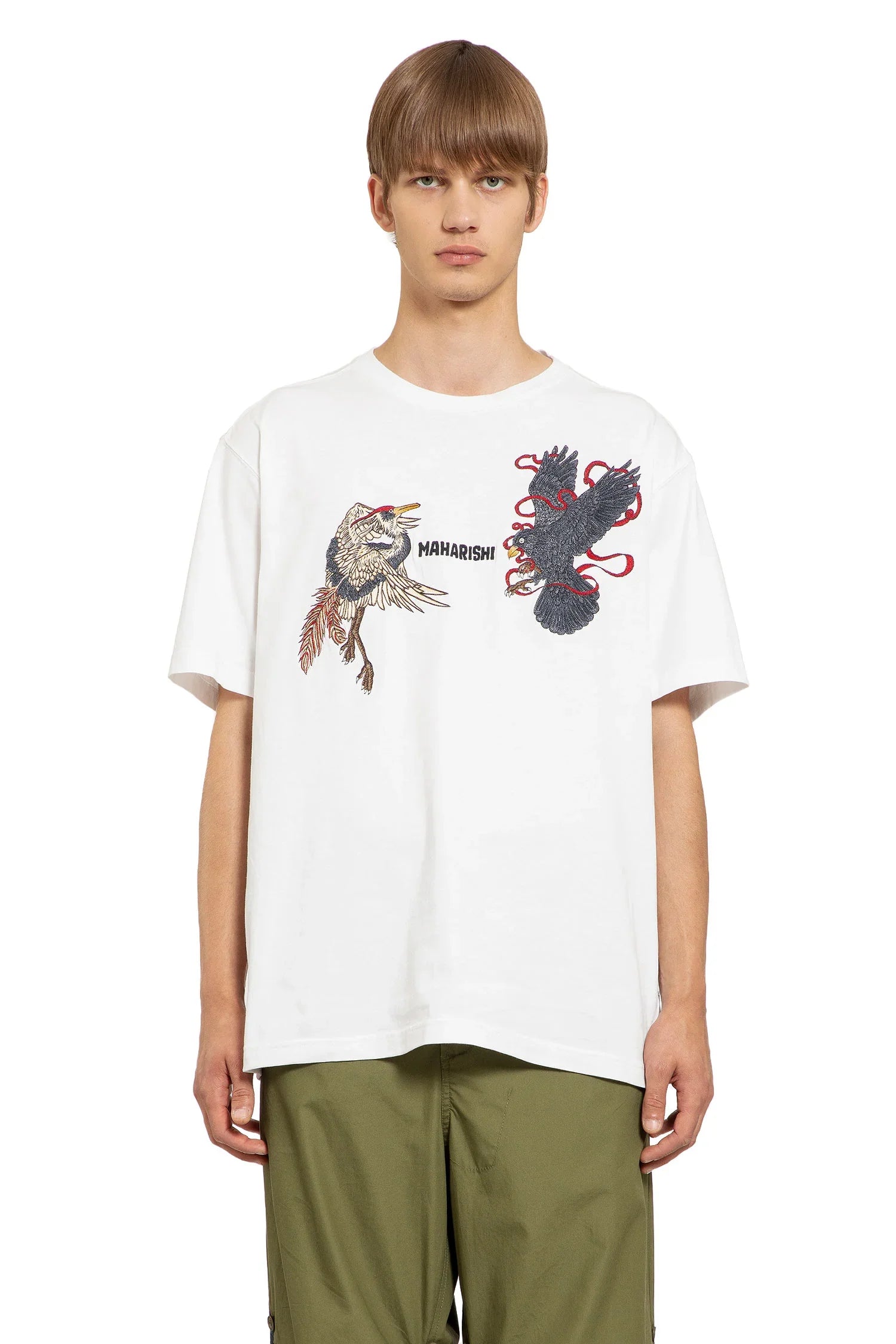 Black Crow White Heron T-Shirt - Antonioli.eu