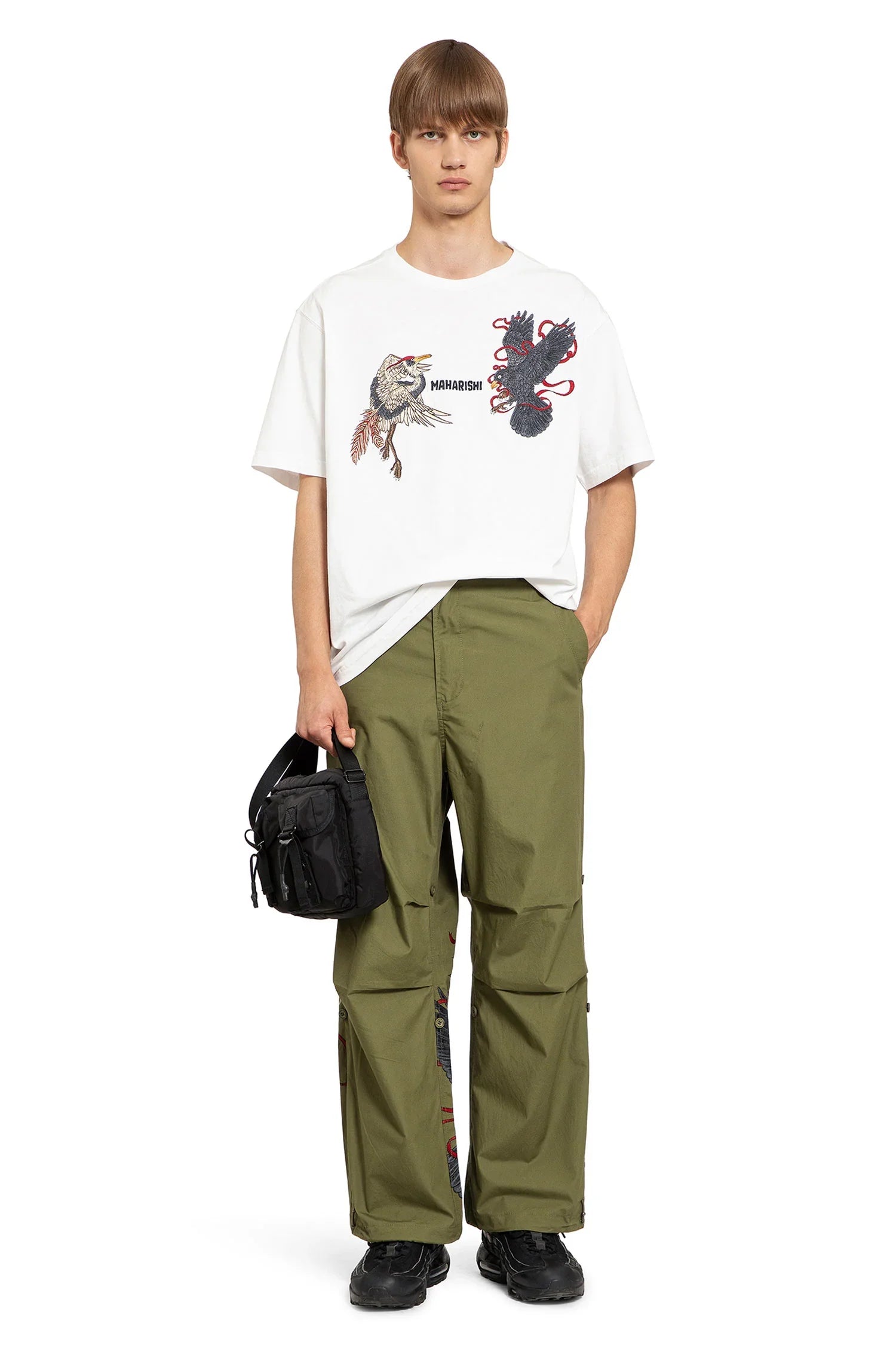 Black Crow White Heron T-Shirt - Antonioli.eu